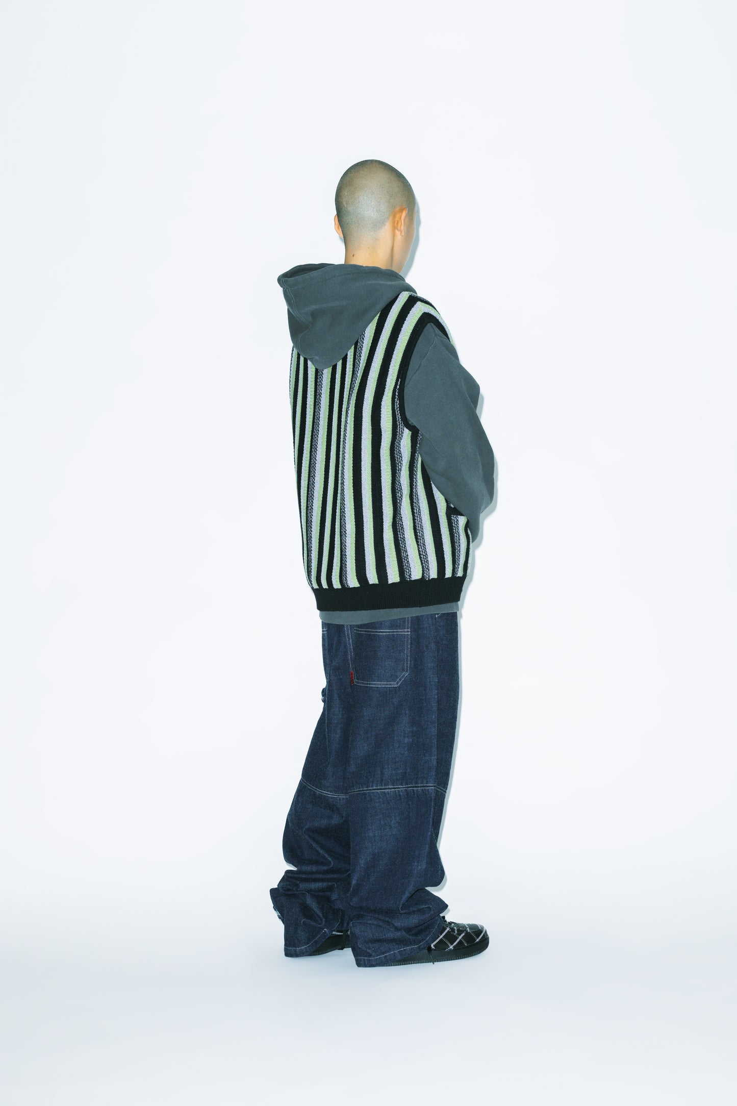 Stripe Knit Zip-Up Vest