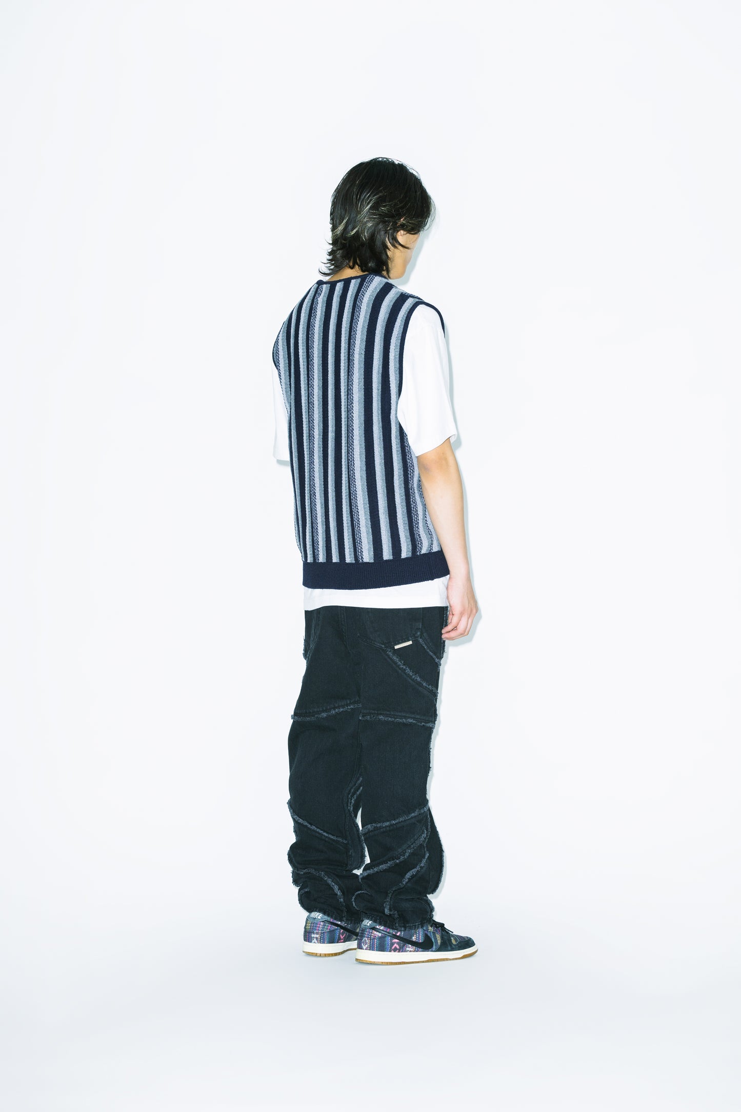 Stripe Knit Zip-Up Vest