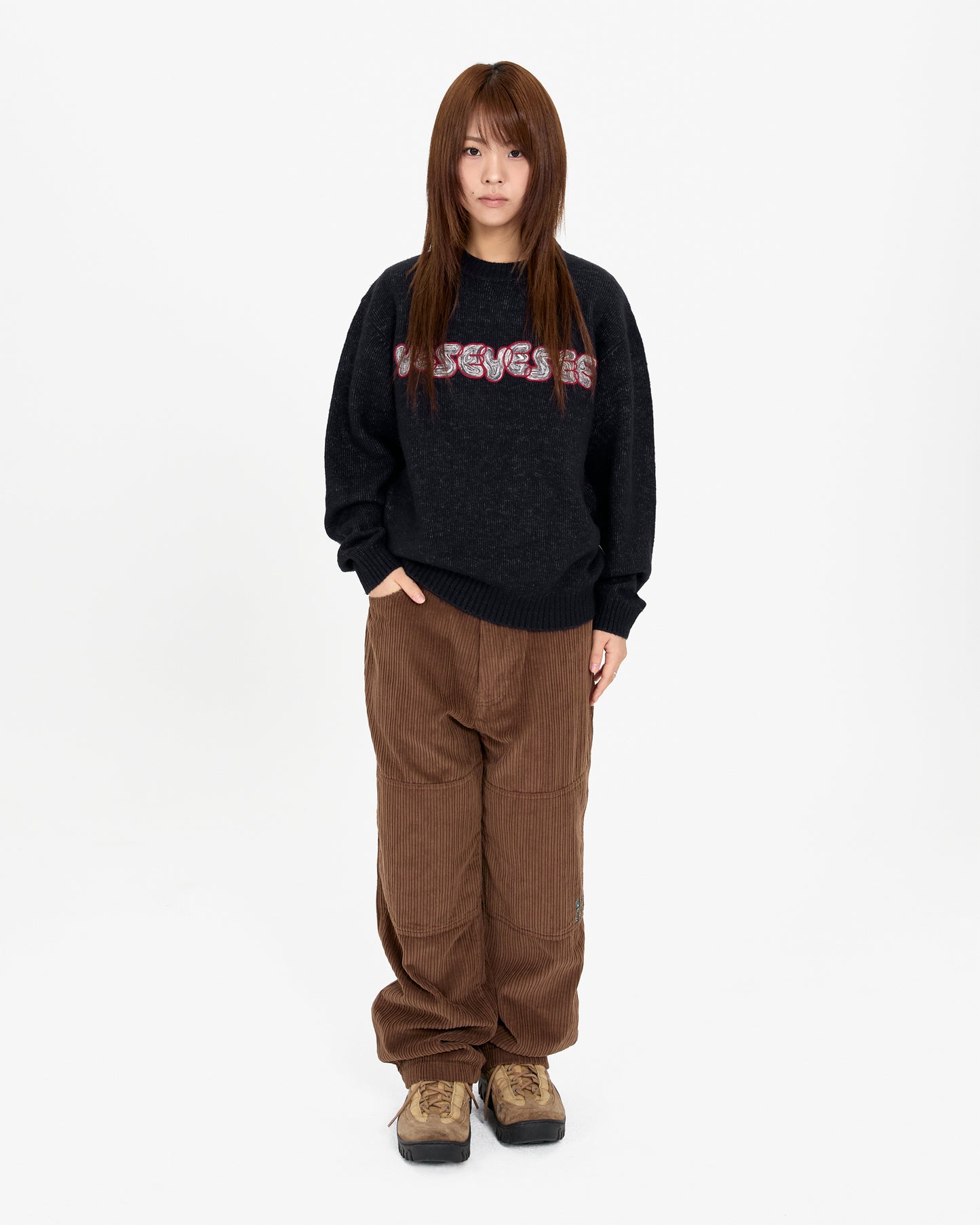 Marble Pattern Logo Knit Pullover