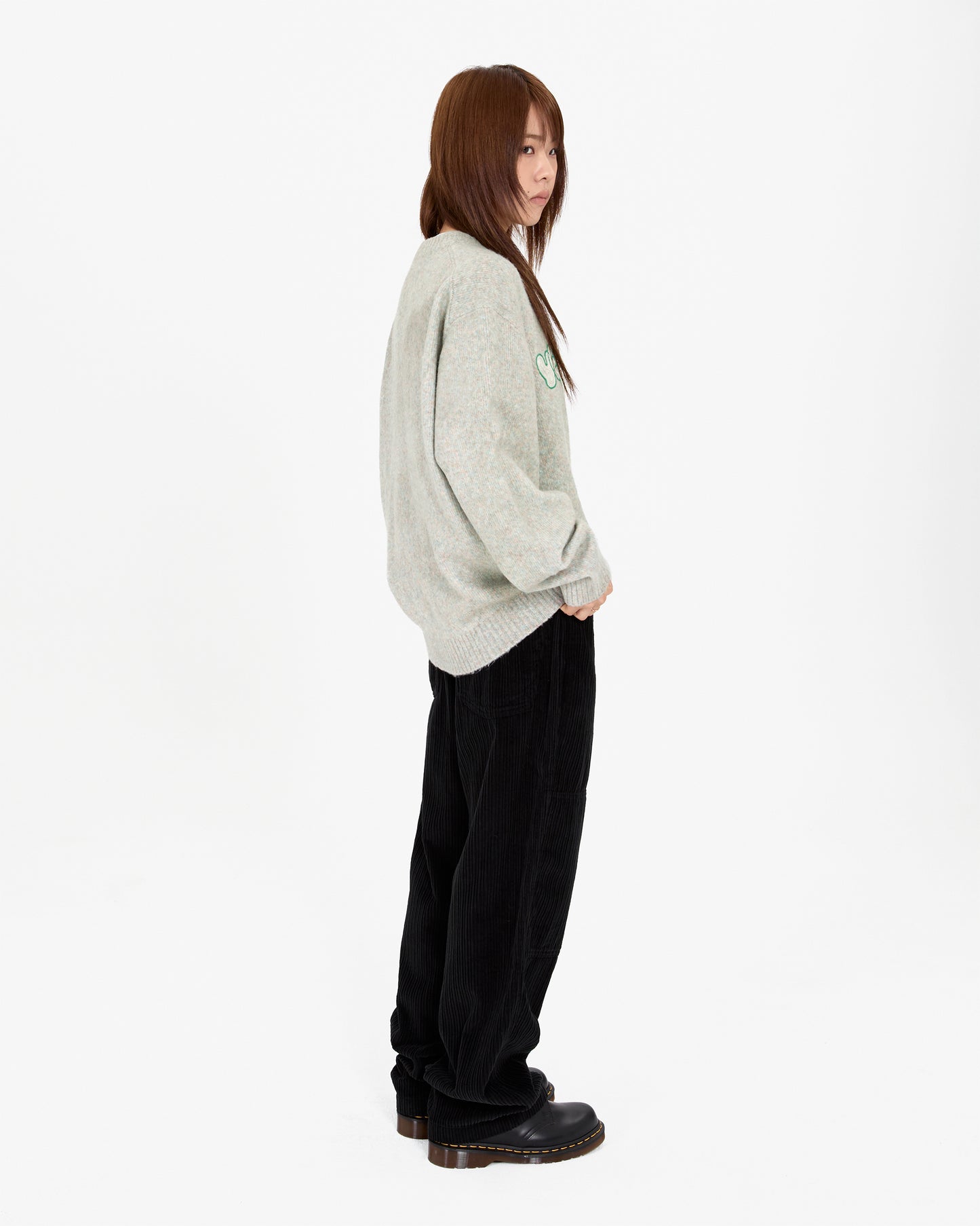 Marble Pattern Logo Knit Pullover
