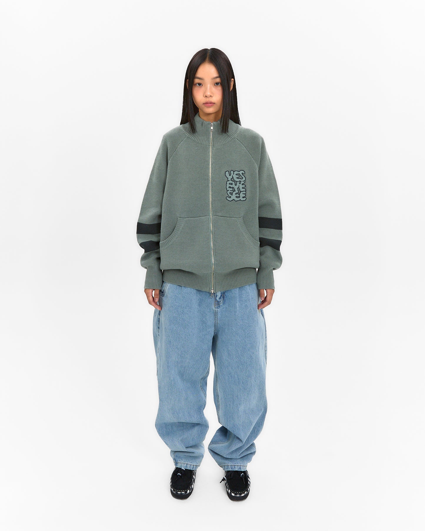 Front Pocket knit Zip-up