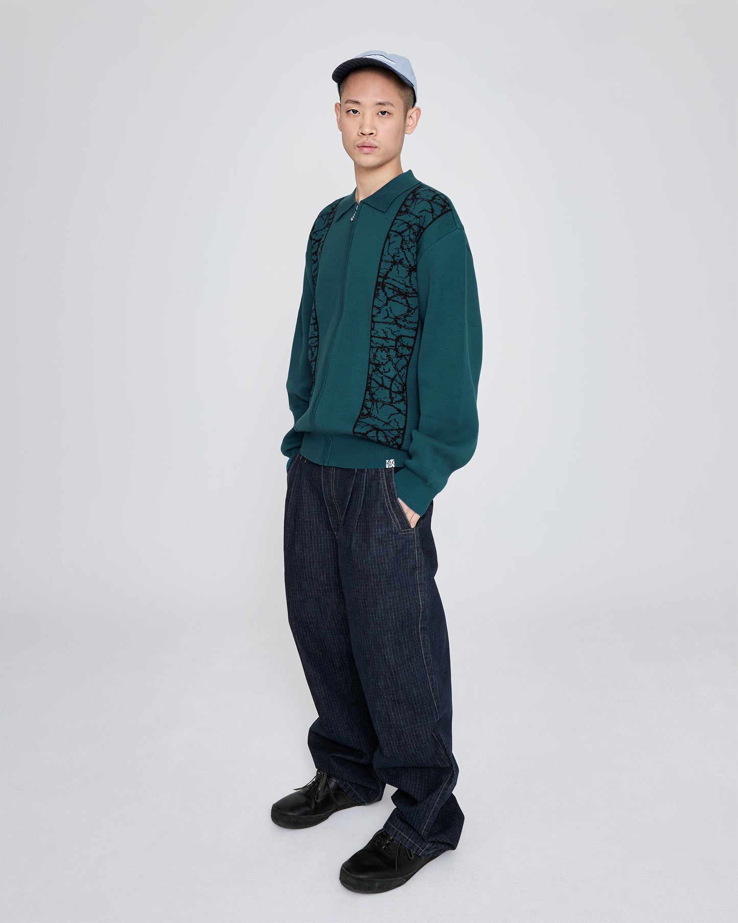 Knit Zip Up Polo Cardigan