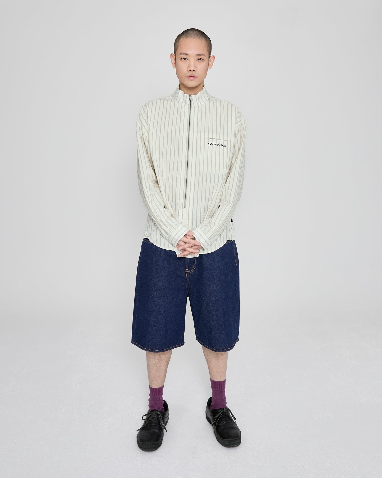 Hi Neck Two Way Zip Up Shirt