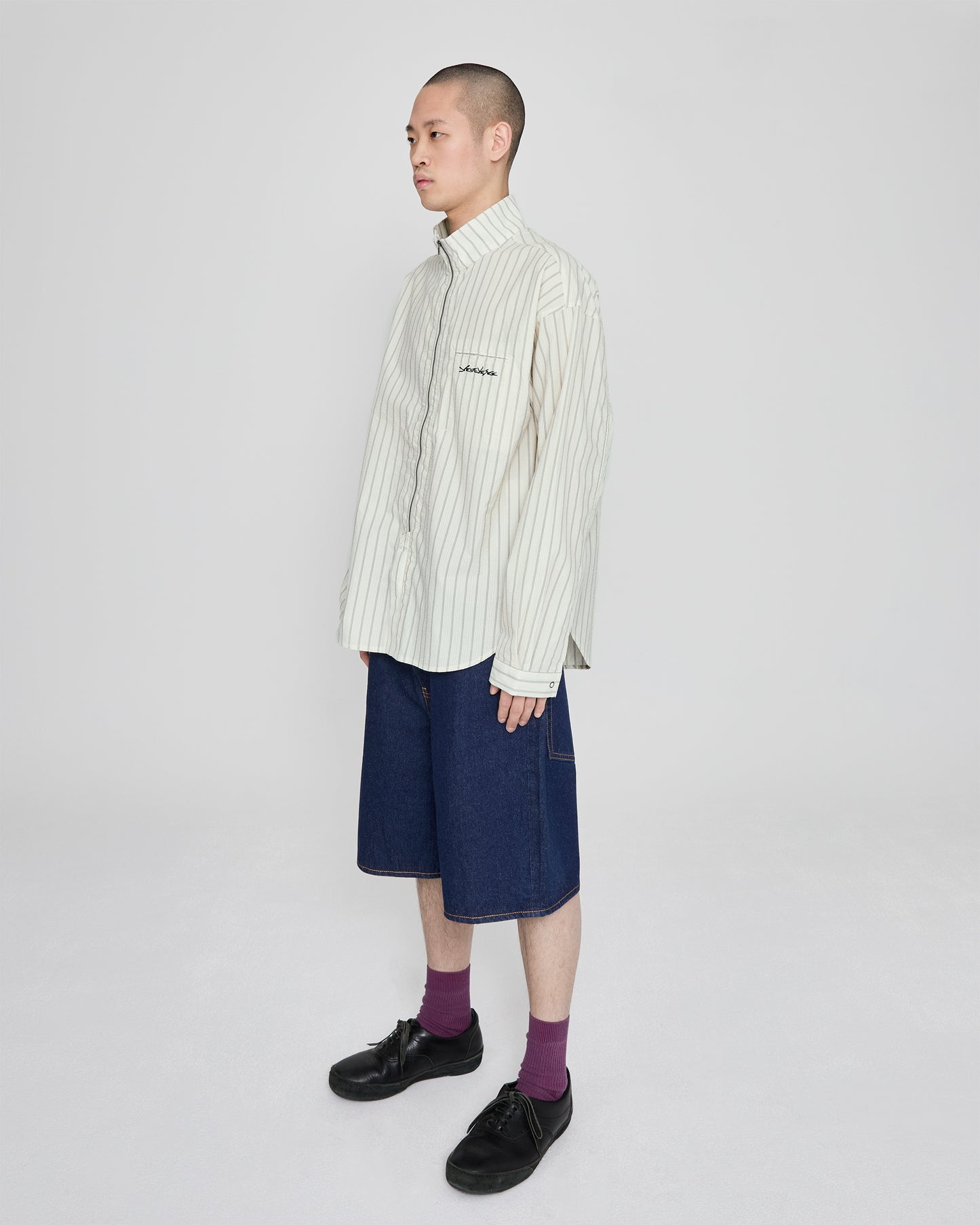 Hi Neck Two Way Zip Up Shirt