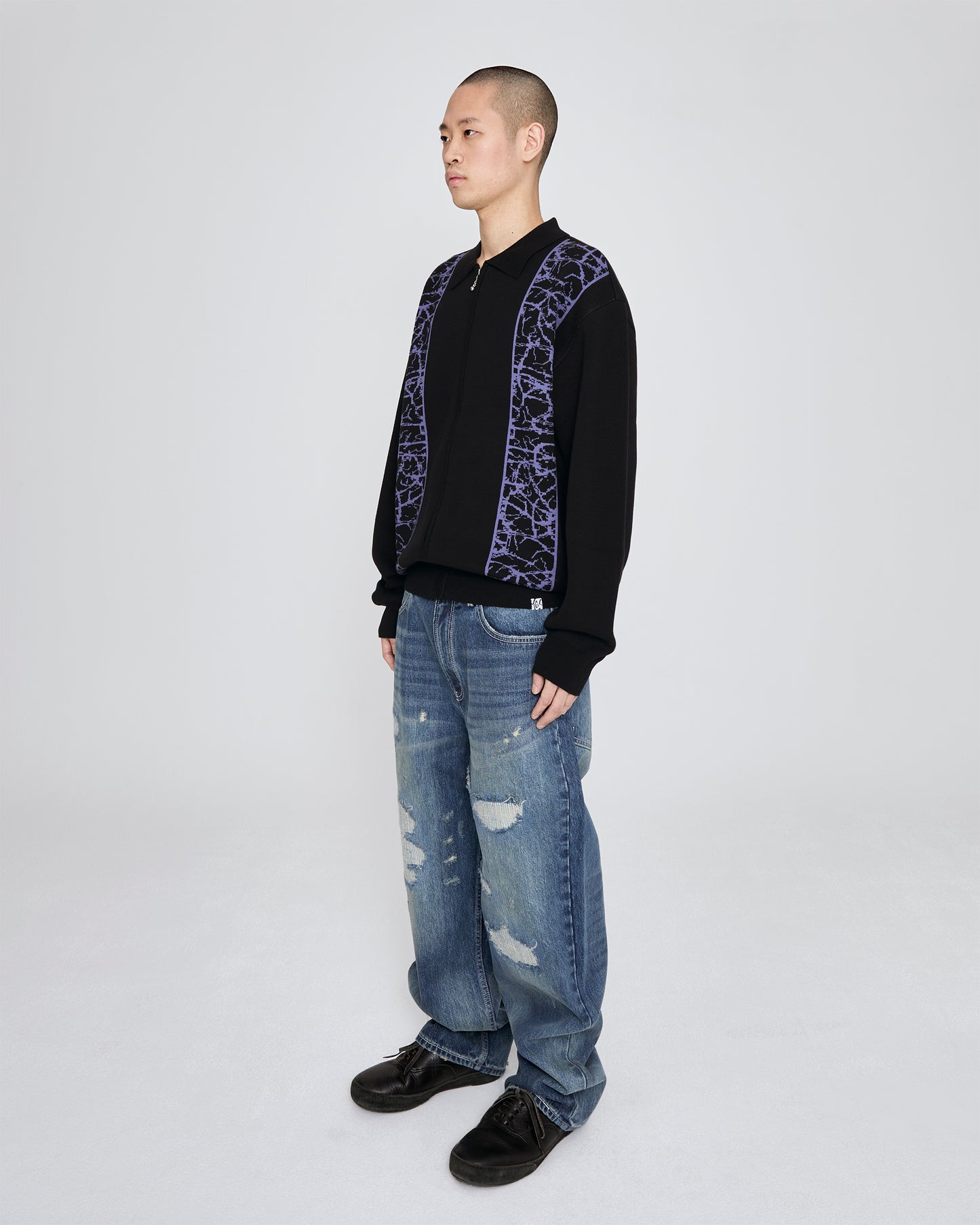 Knit Zip Up Polo Cardigan