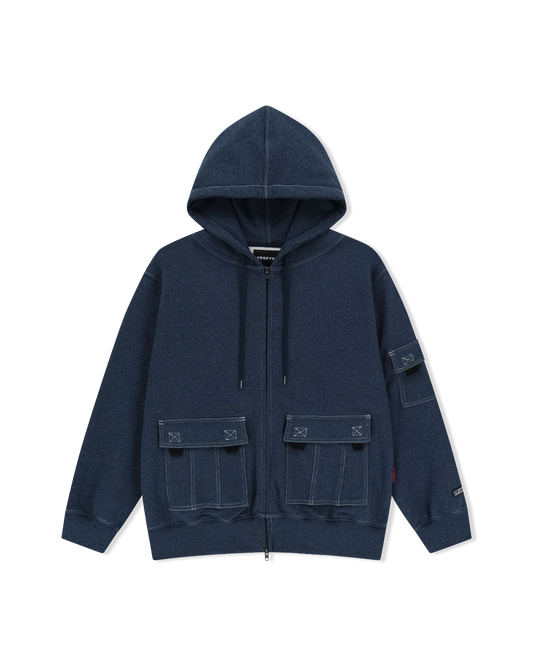 Y.E.S Stitch Pocket Zip up Hoodie