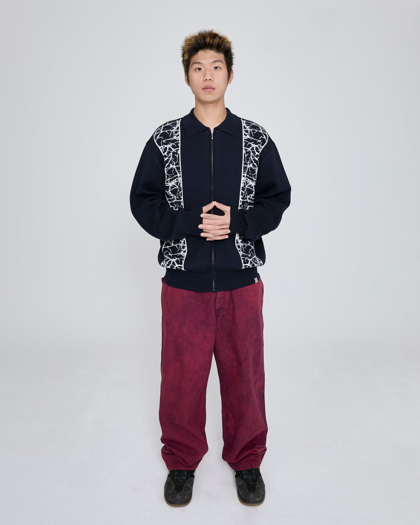 Knit Zip Up Polo Cardigan