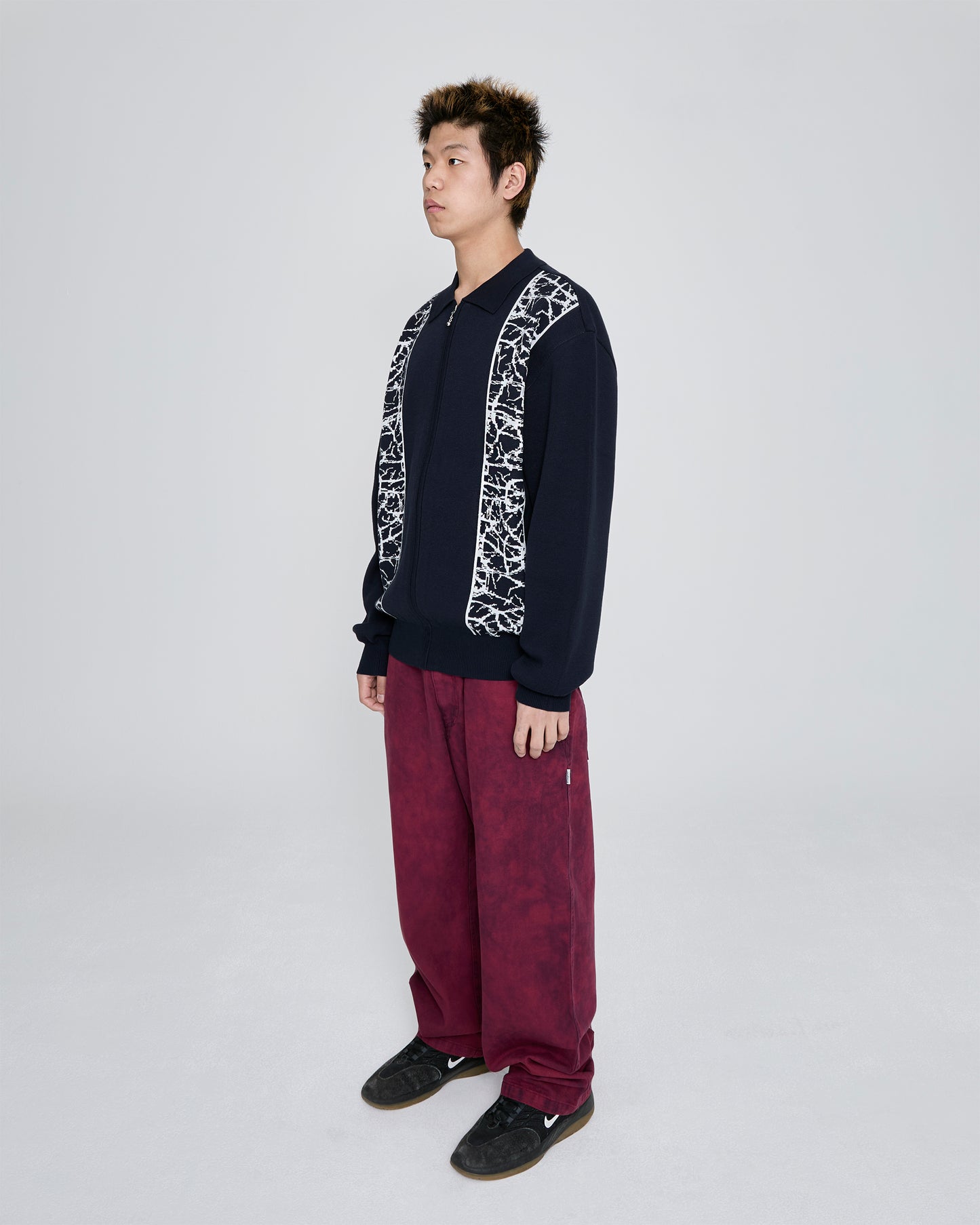 Knit Zip Up Polo Cardigan