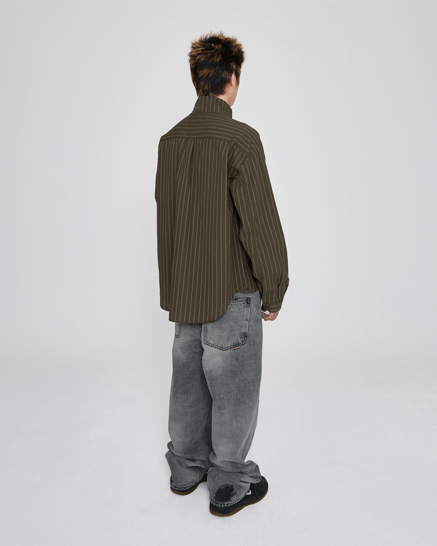 Hi Neck Two Way Zip Up Shirt