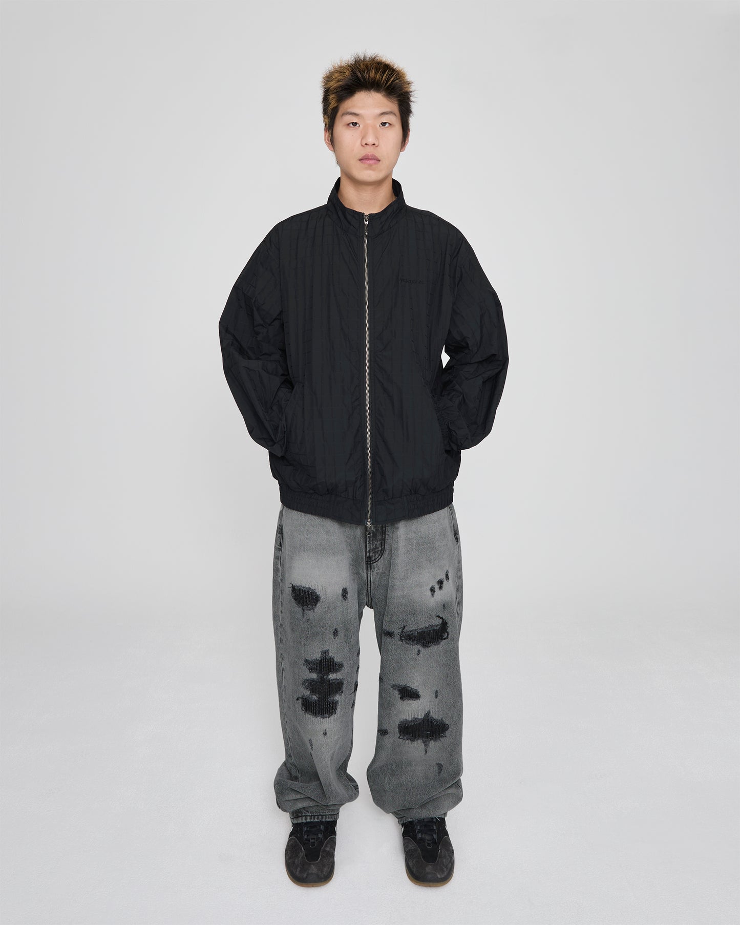 Windowpane Zip Blouson