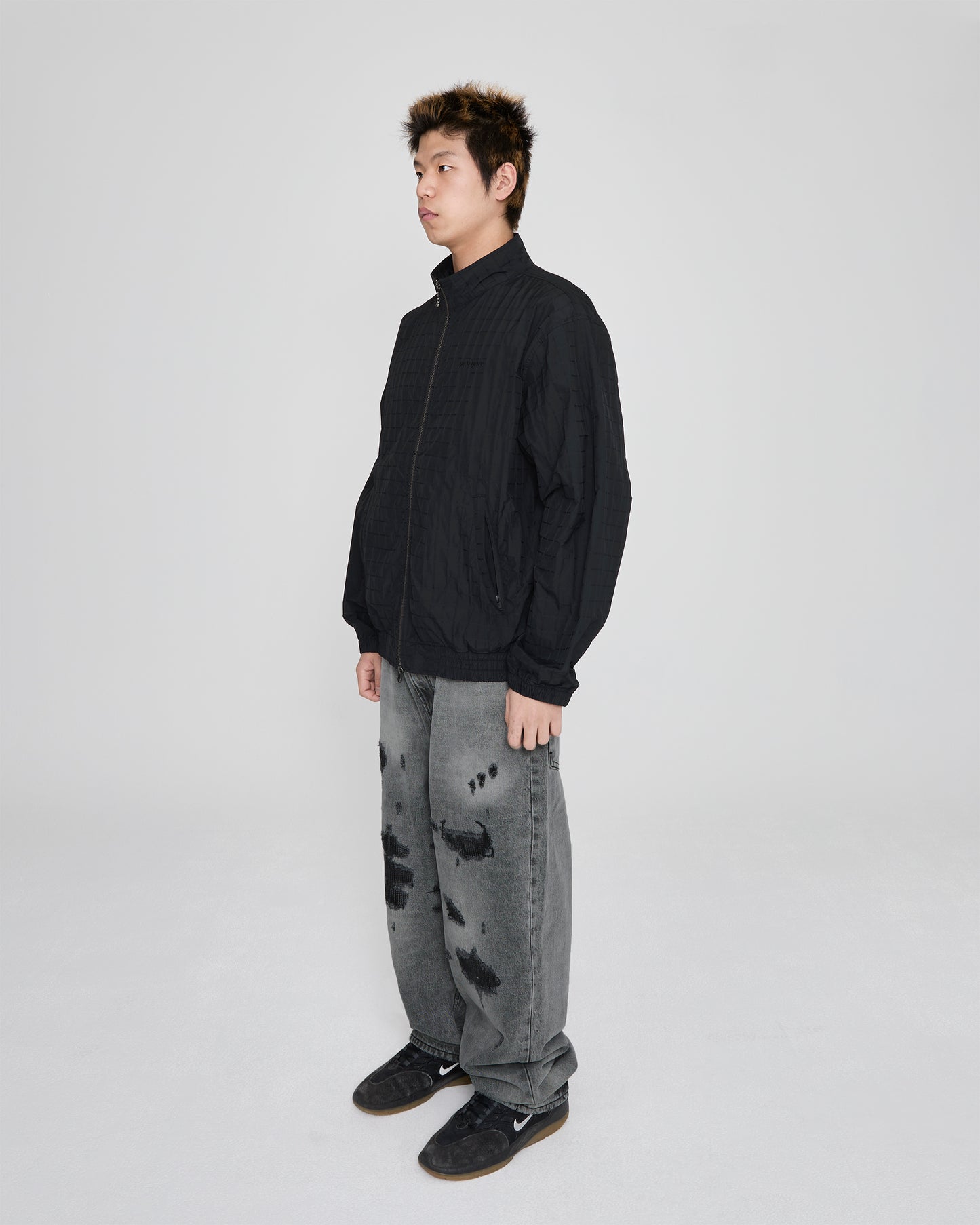 Windowpane Zip Blouson