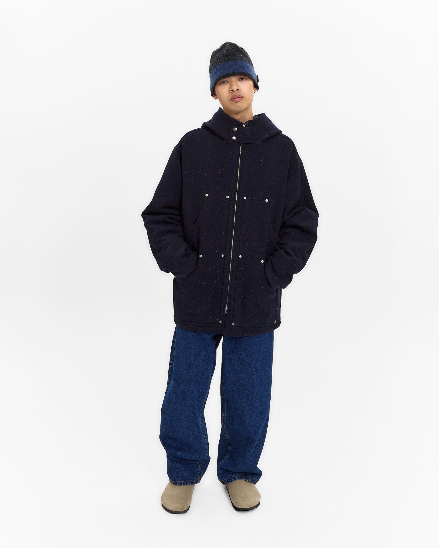 Hooded Wool Zip Coat