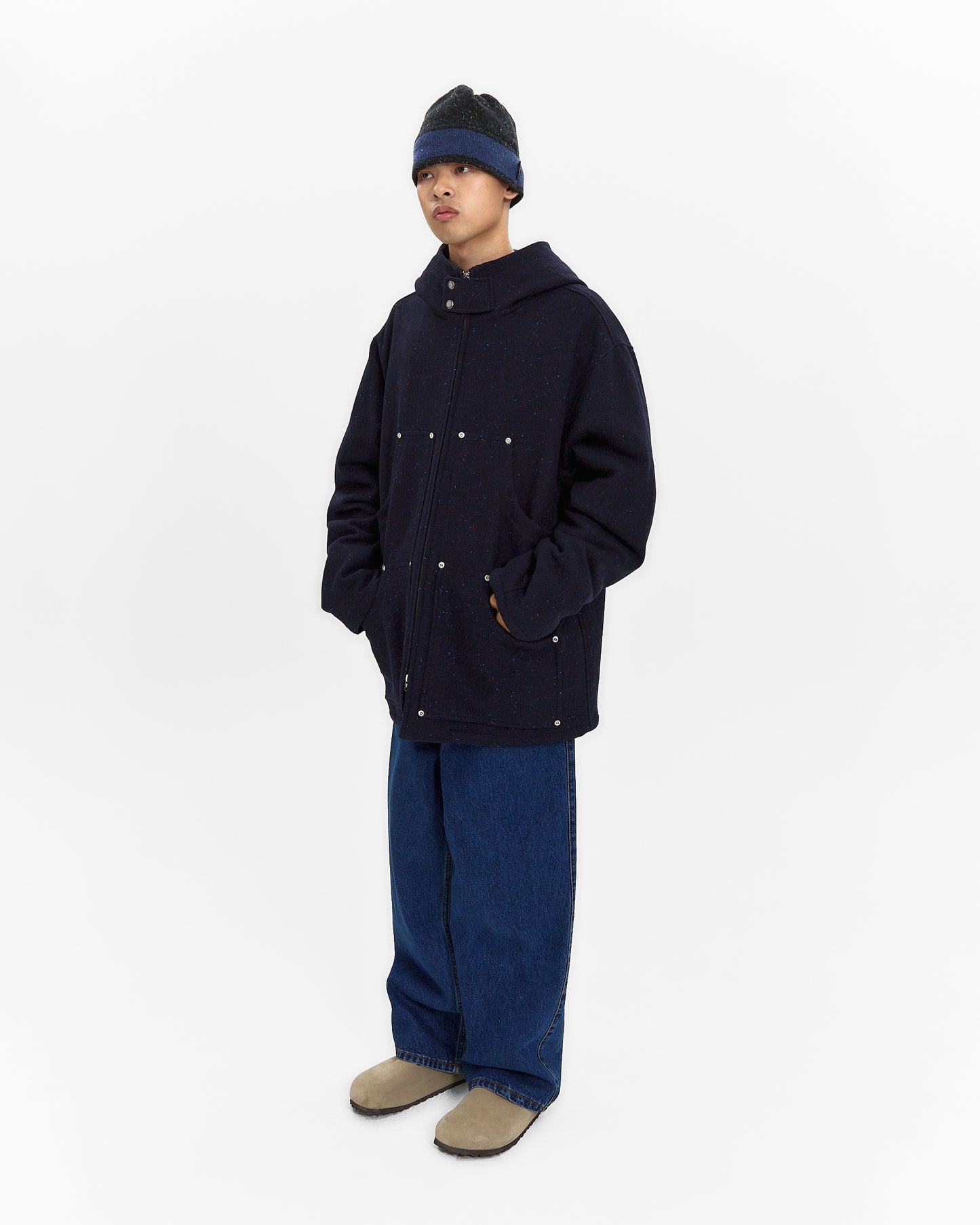 Hooded Wool Zip Coat