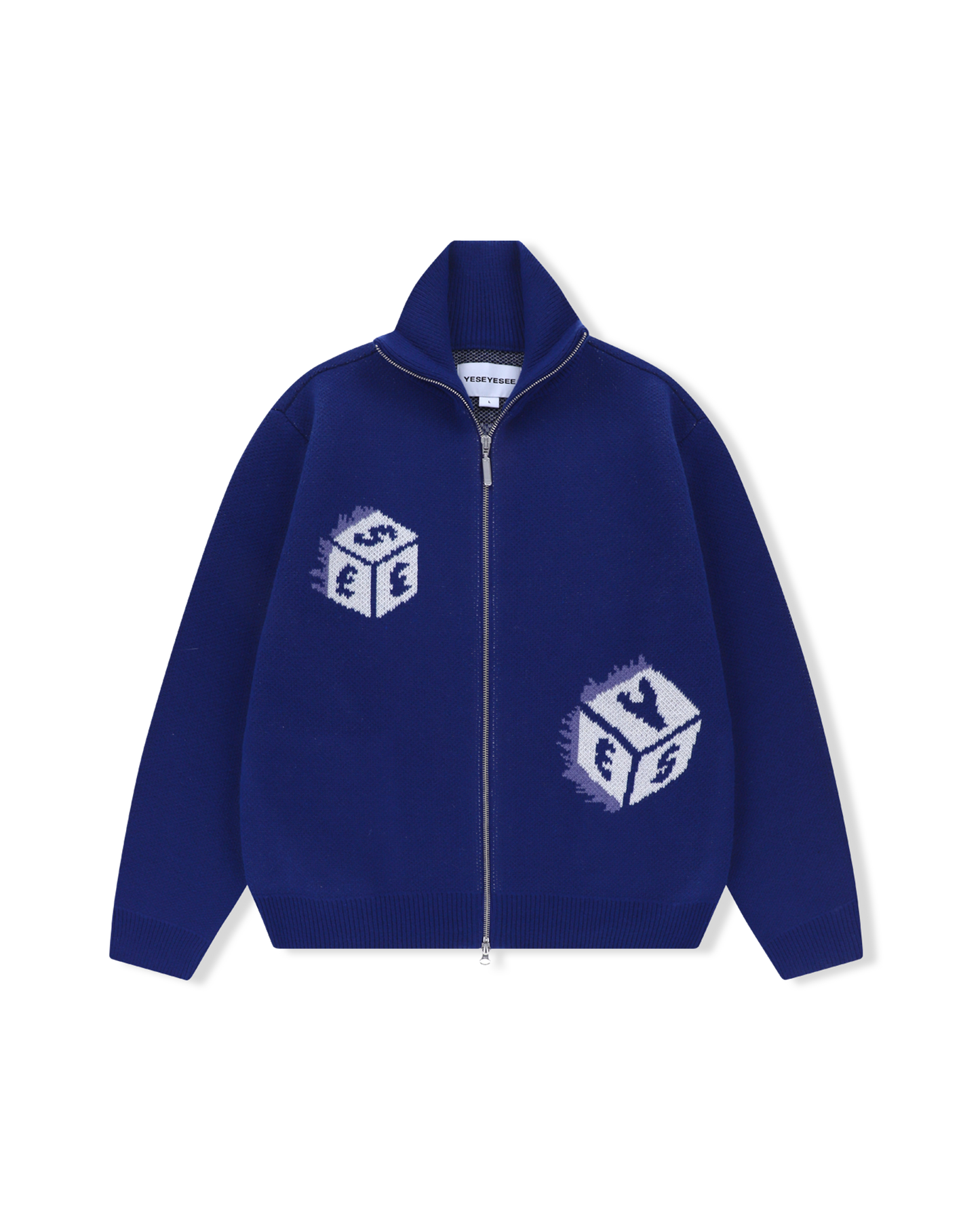 Y.E.S Dice Full Zip-up Knit Cardigan