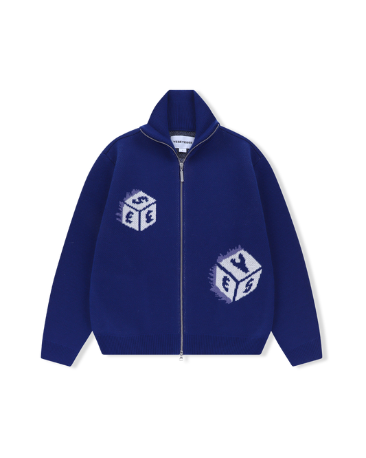 Y.E.S Dice Full Zip-up Knit Cardigan