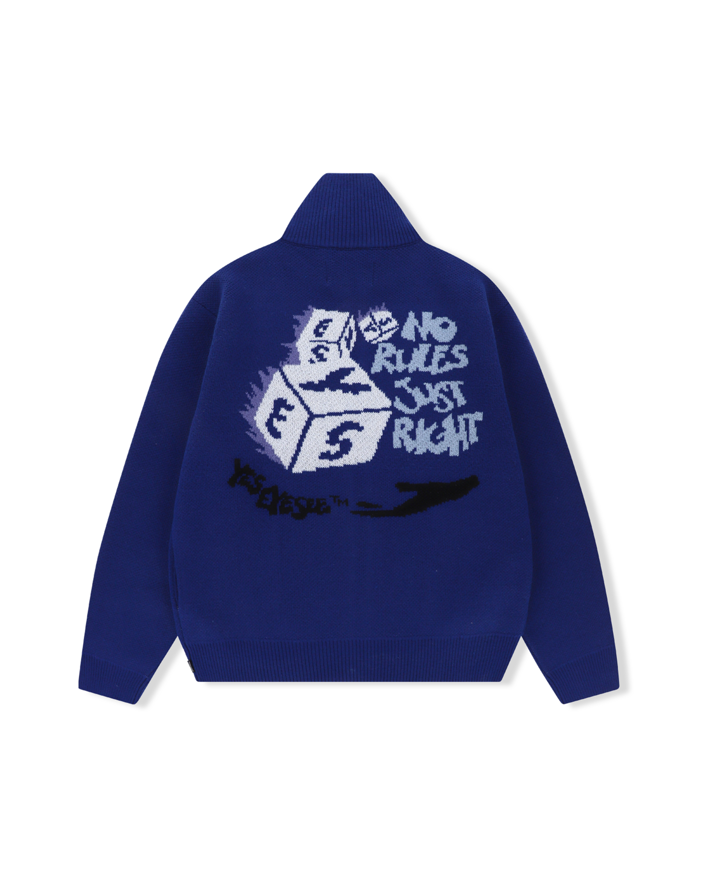 Y.E.S Dice Full Zip-up Knit Cardigan