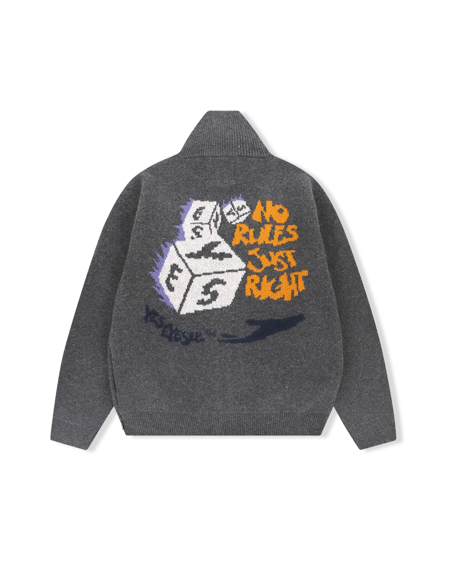 Y.E.S Dice Full Zip-up Knit Cardigan