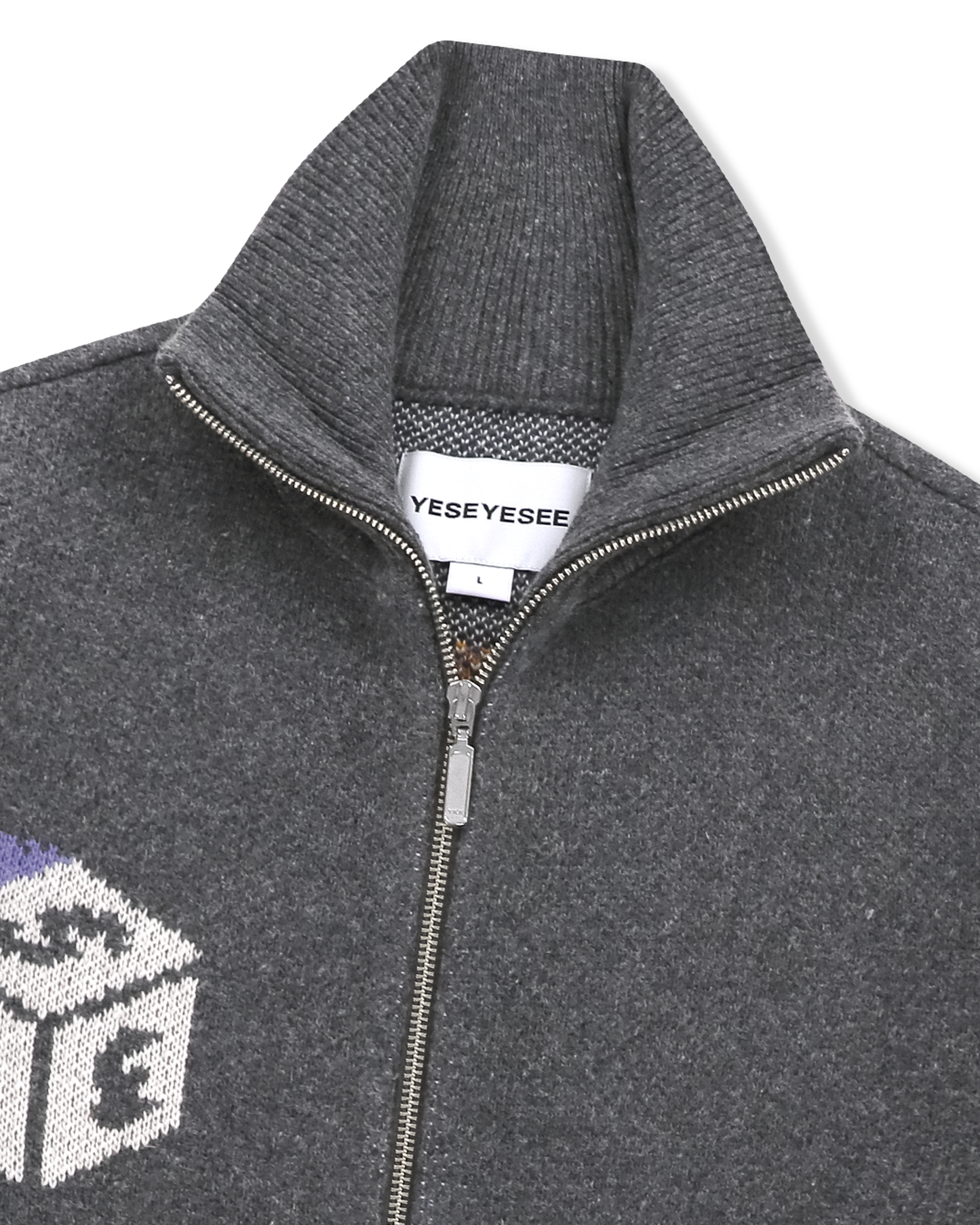 Y.E.S Dice Full Zip-up Knit Cardigan