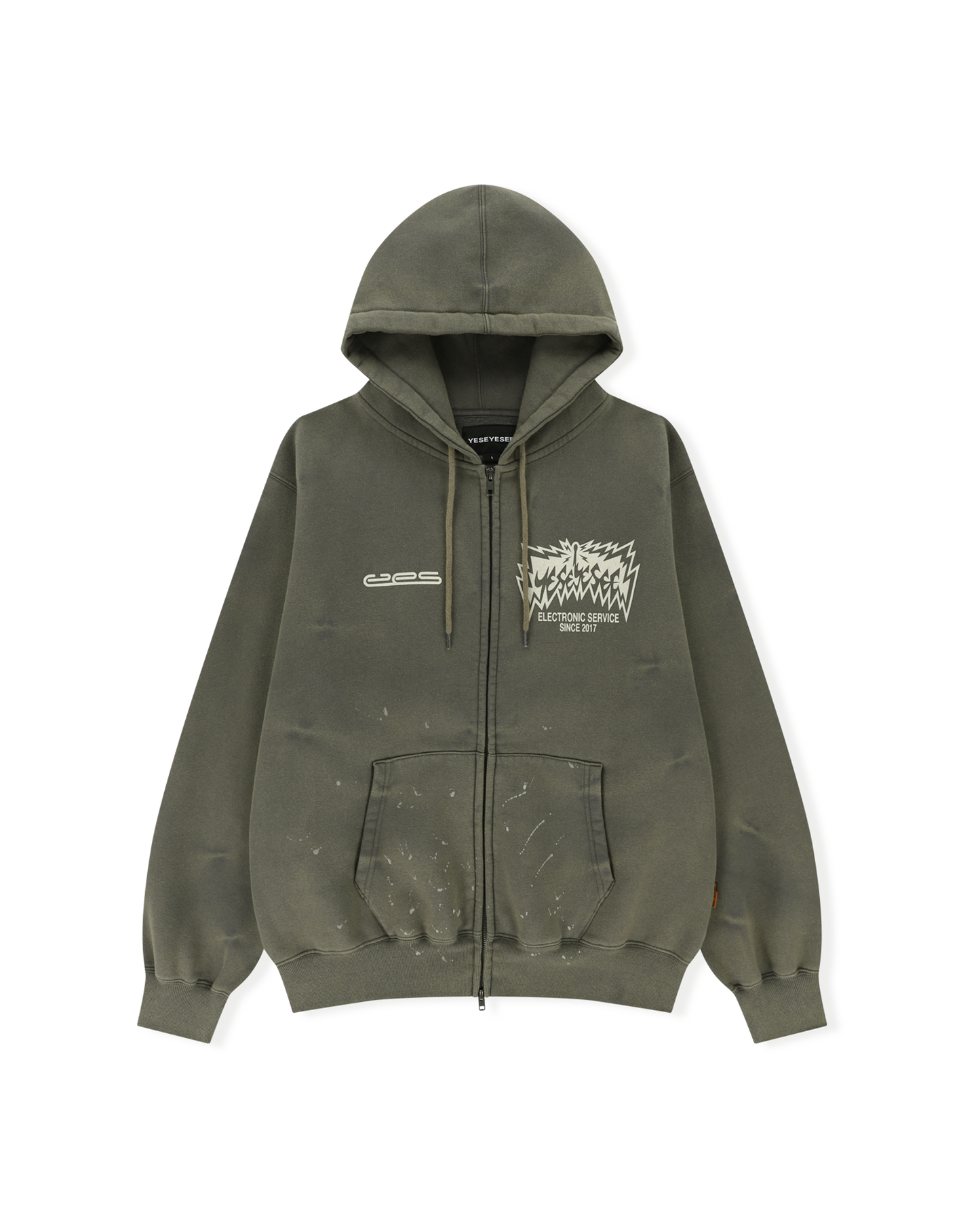 Y.E.S Painted zip up Hoodie