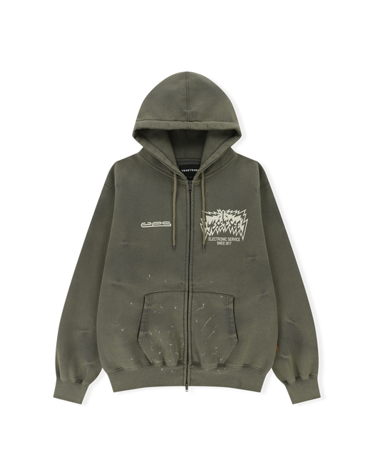 Y.E.S Painted zip up Hoodie