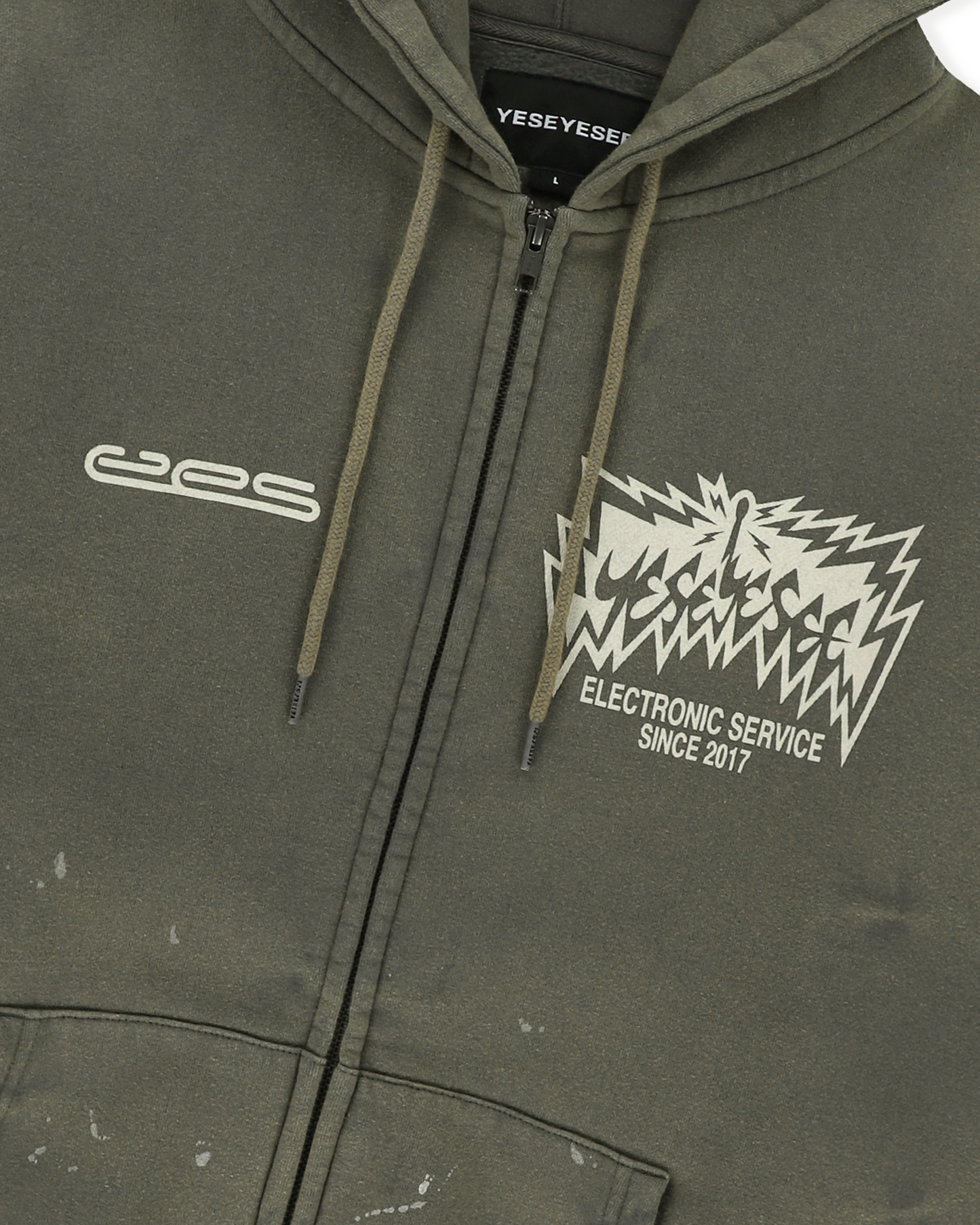 Y.E.S Painted zip up Hoodie