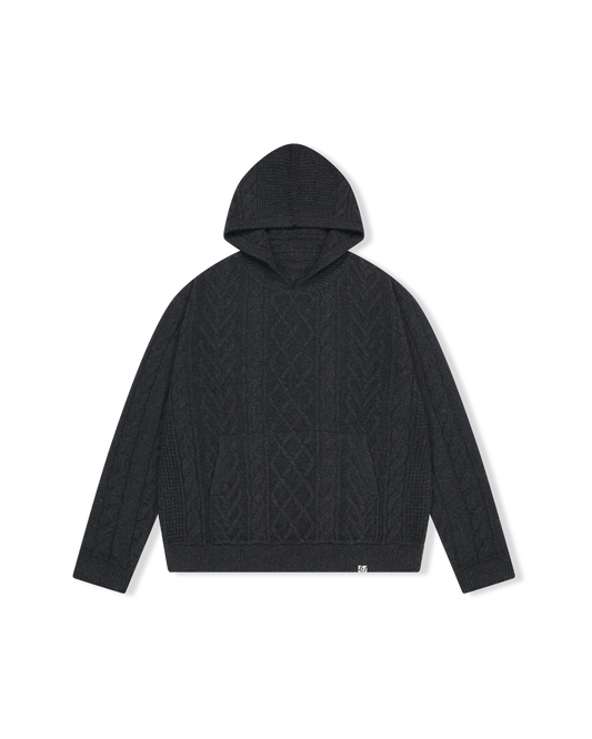 Hooded Cable Knit Pullover