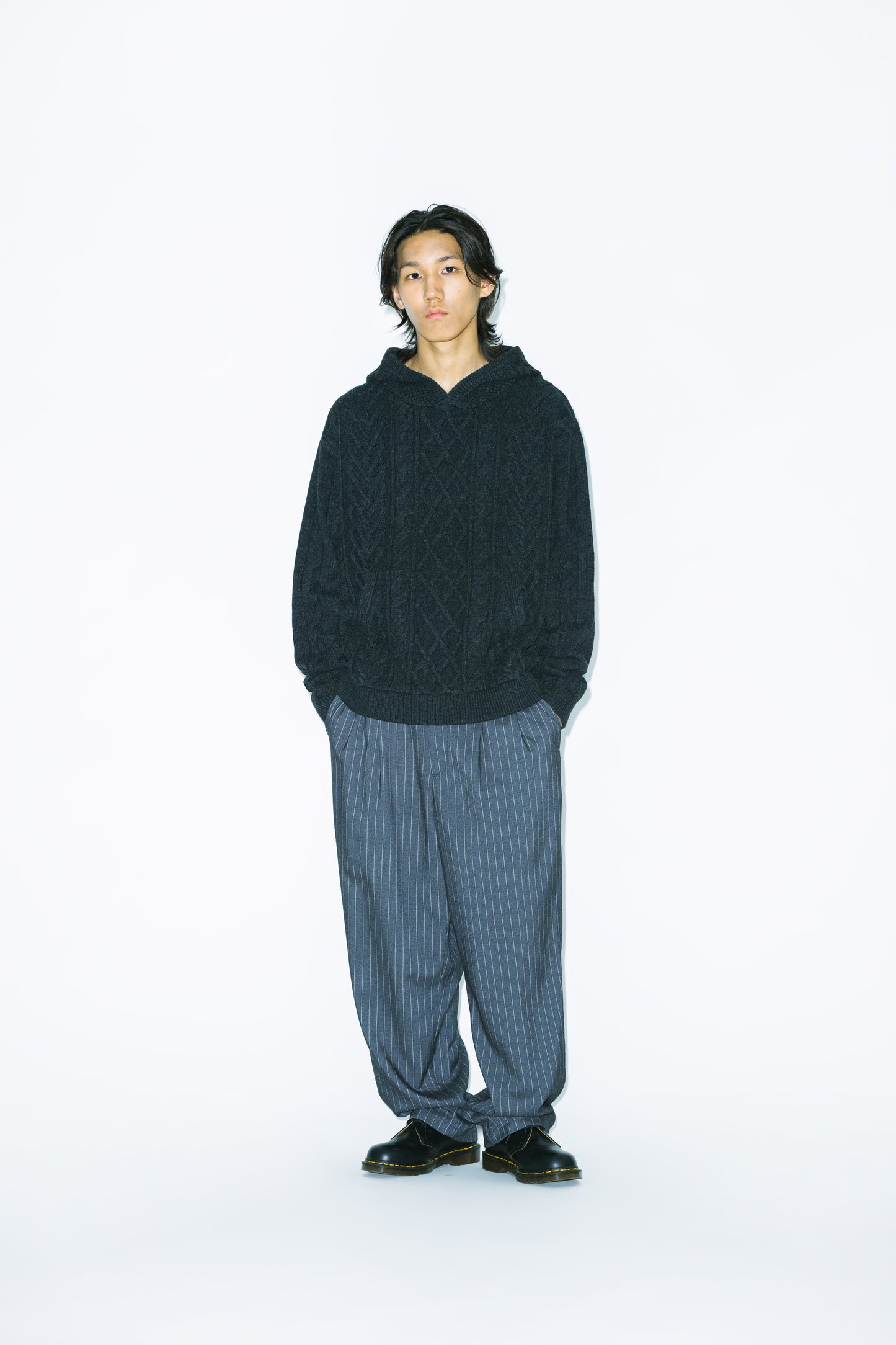Hooded Cable Knit Pullover