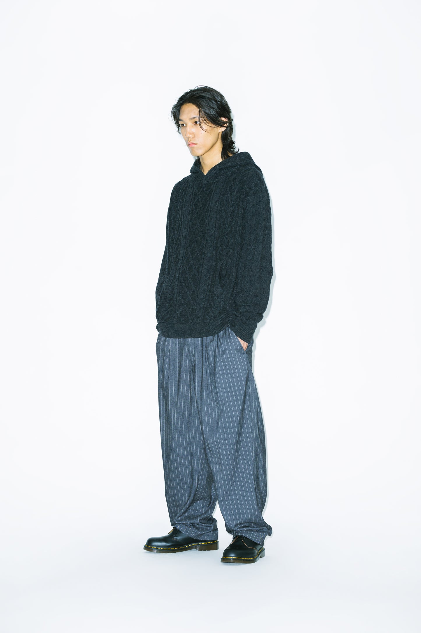 Hooded Cable Knit Pullover