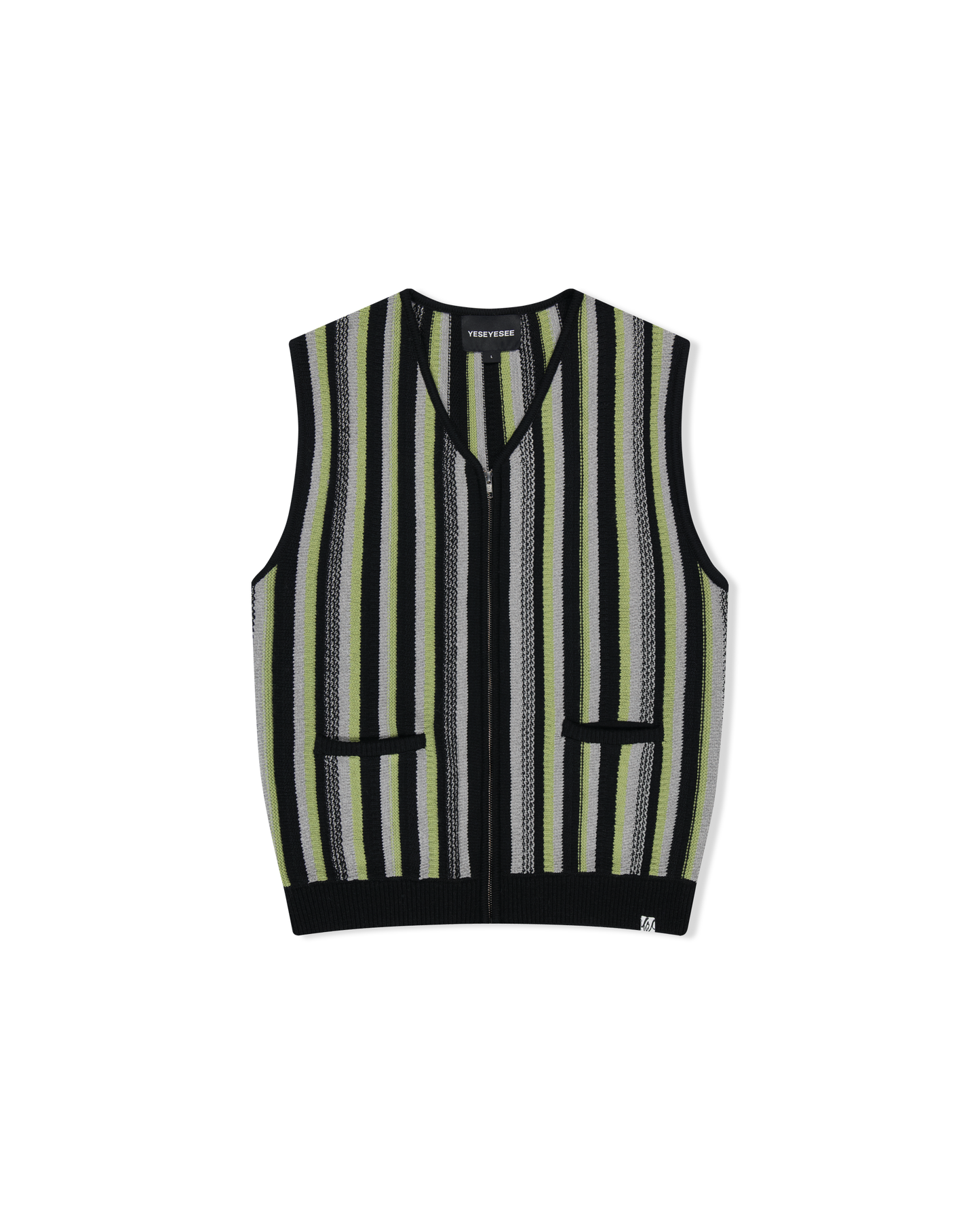 Stripe Knit Zip-Up Vest