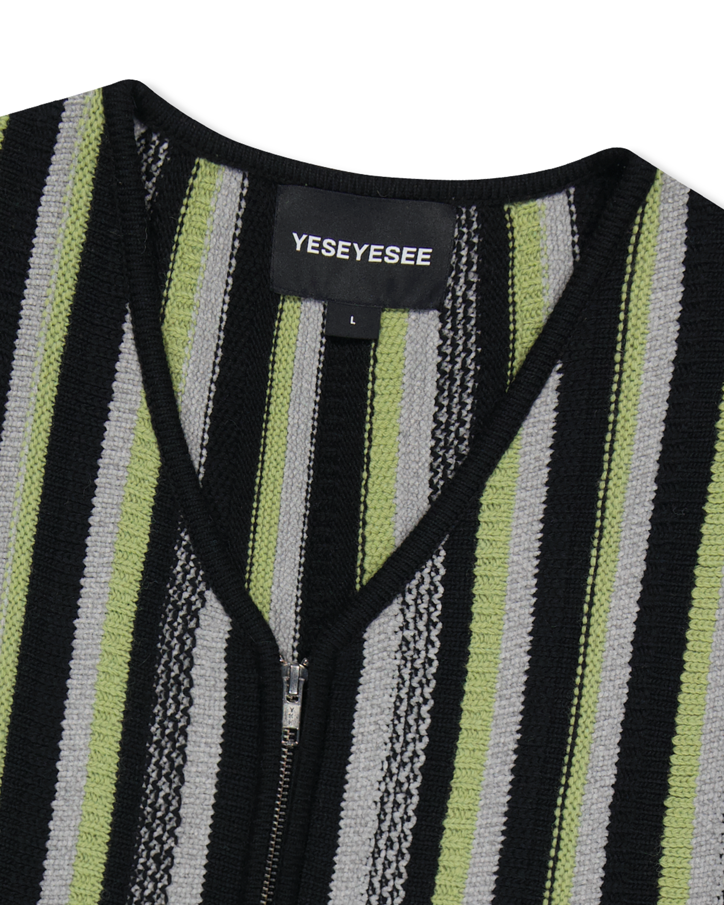 Stripe Knit Zip-Up Vest