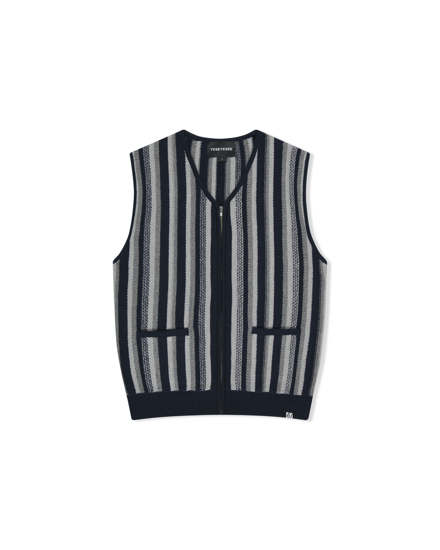 Stripe Knit Zip-Up Vest