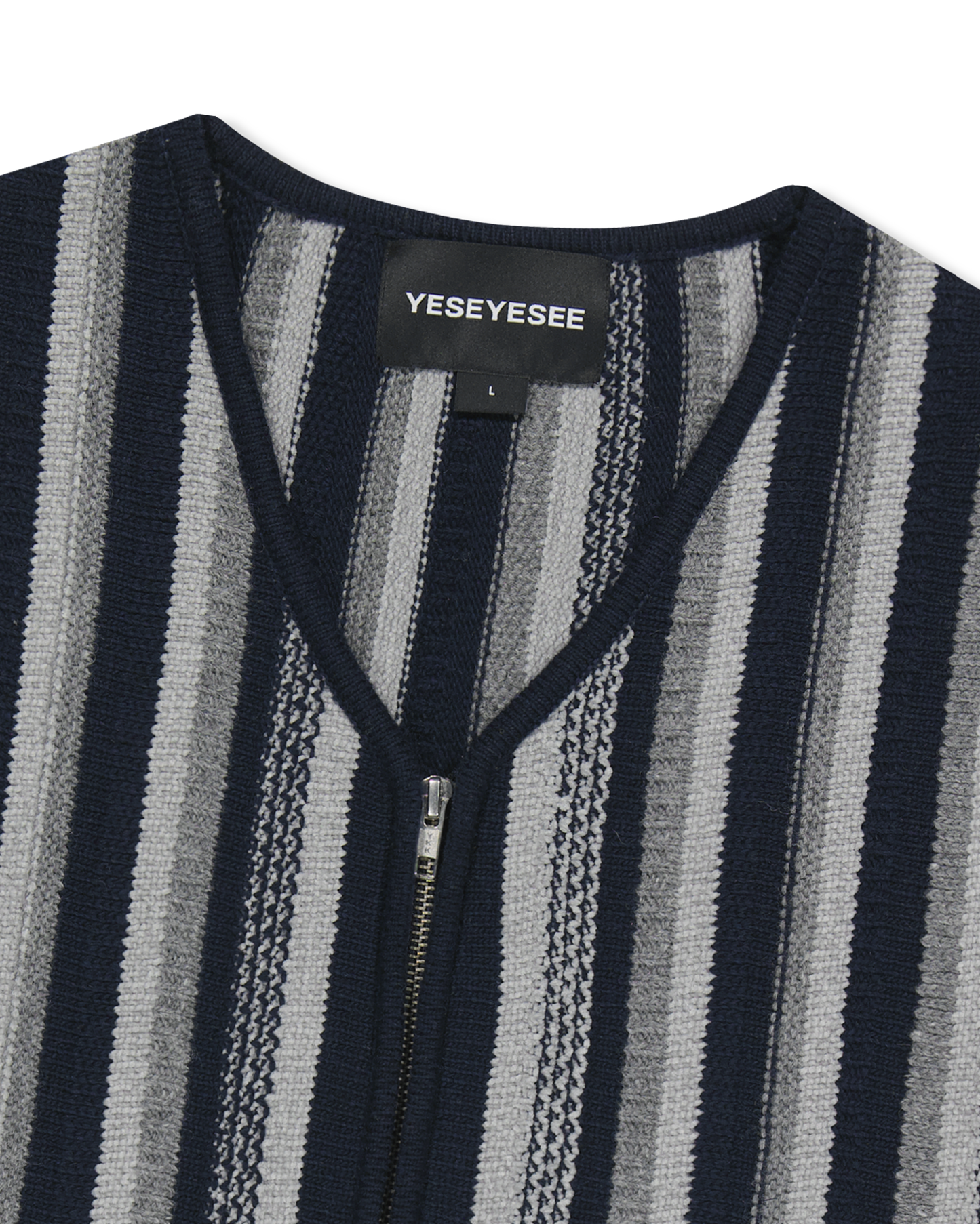 Stripe Knit Zip-Up Vest