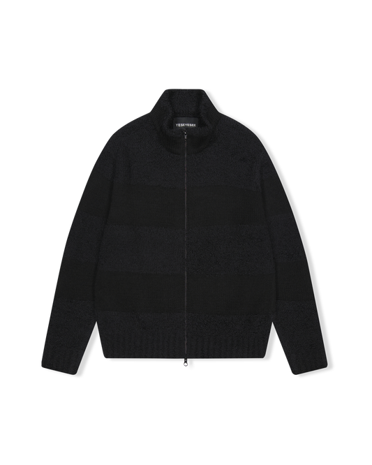 Y.E.S Stripe Zip-up Knit Cardigan