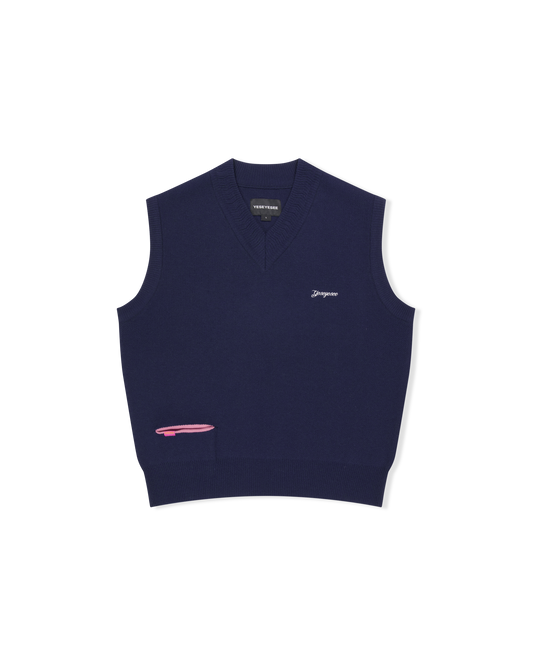 One Pocket Knitted V-Neck Vest