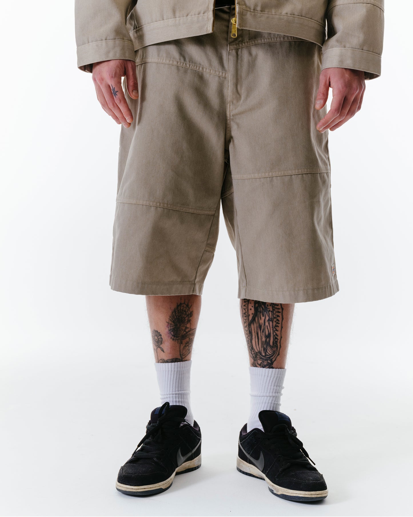 Loose Fit Flat Front Work Shorts, 13"