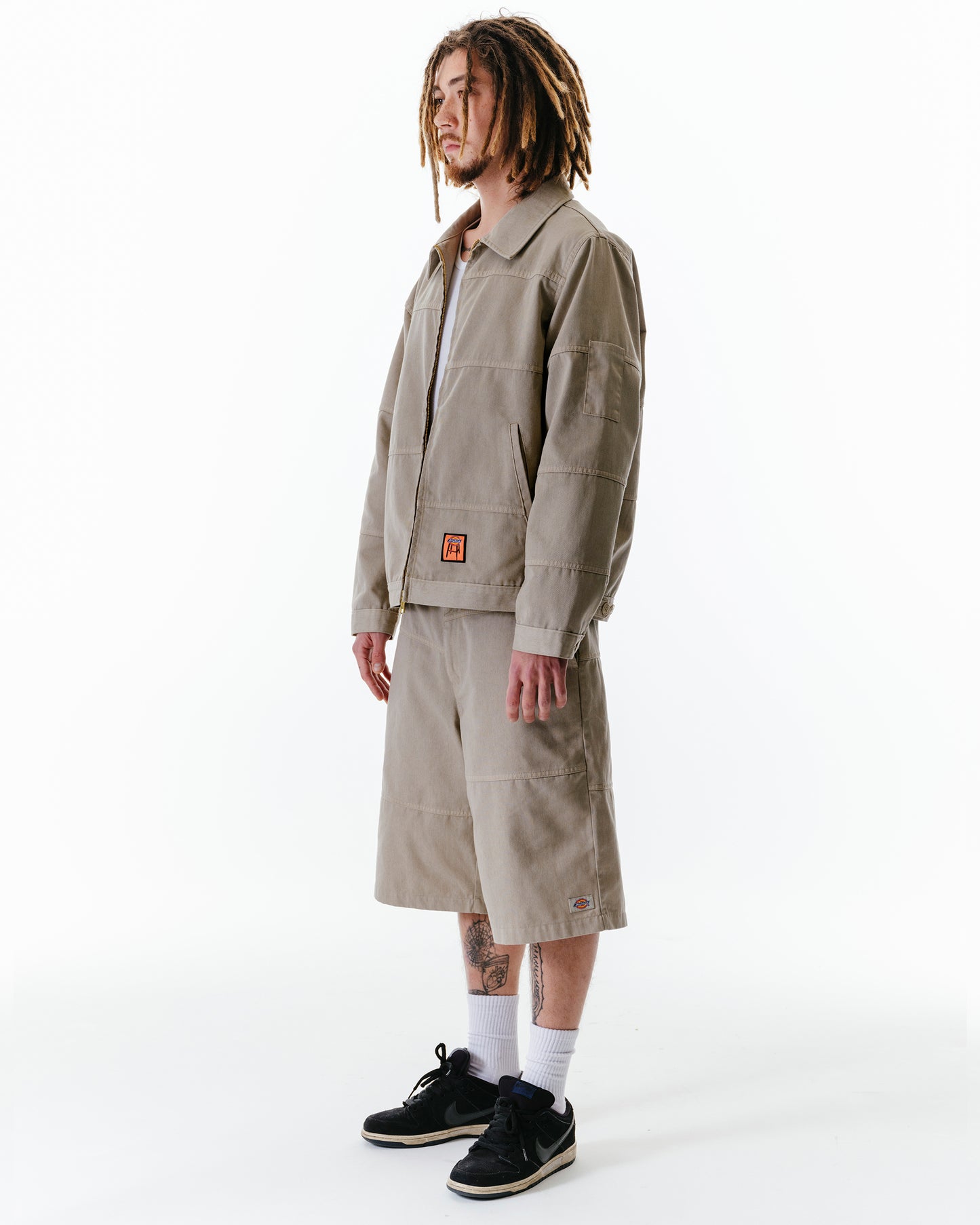 Loose Fit Flat Front Work Shorts, 13"