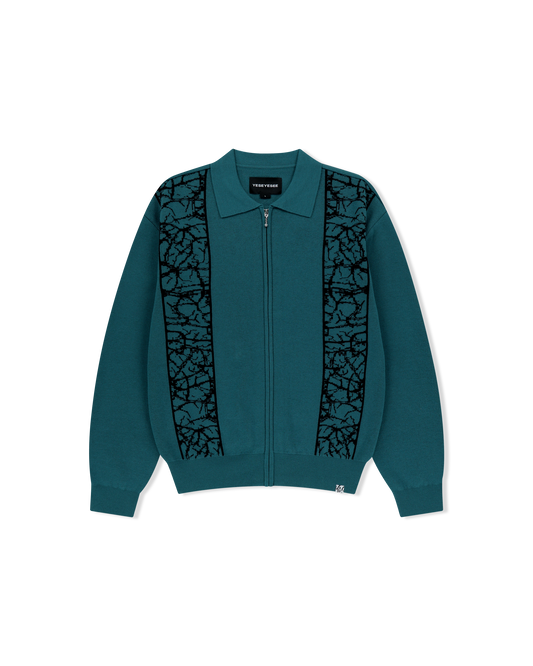 Knit Zip Up Polo Cardigan