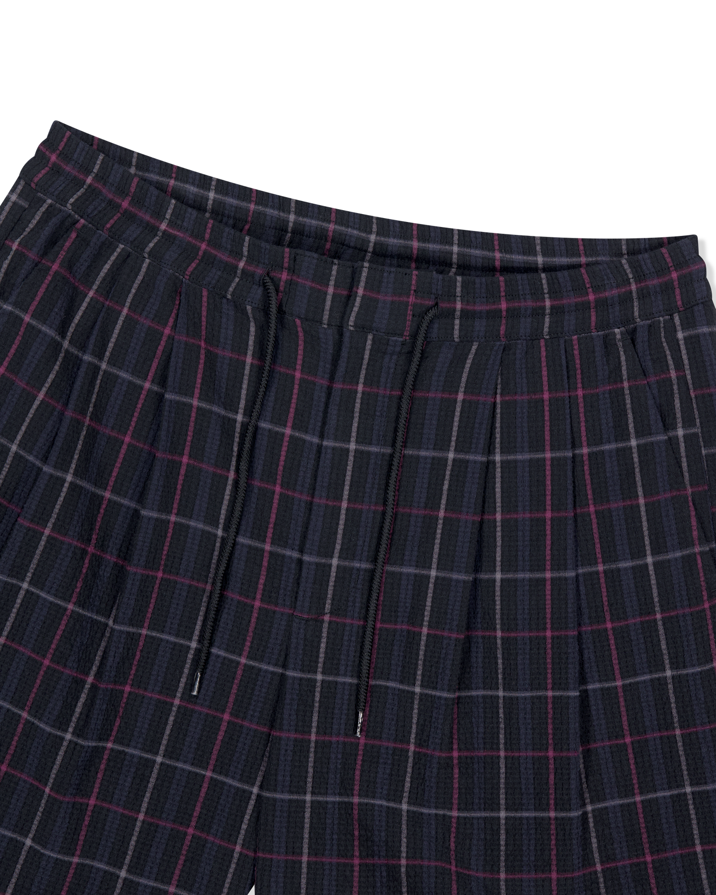 Crinkled Fabric Check Shorts