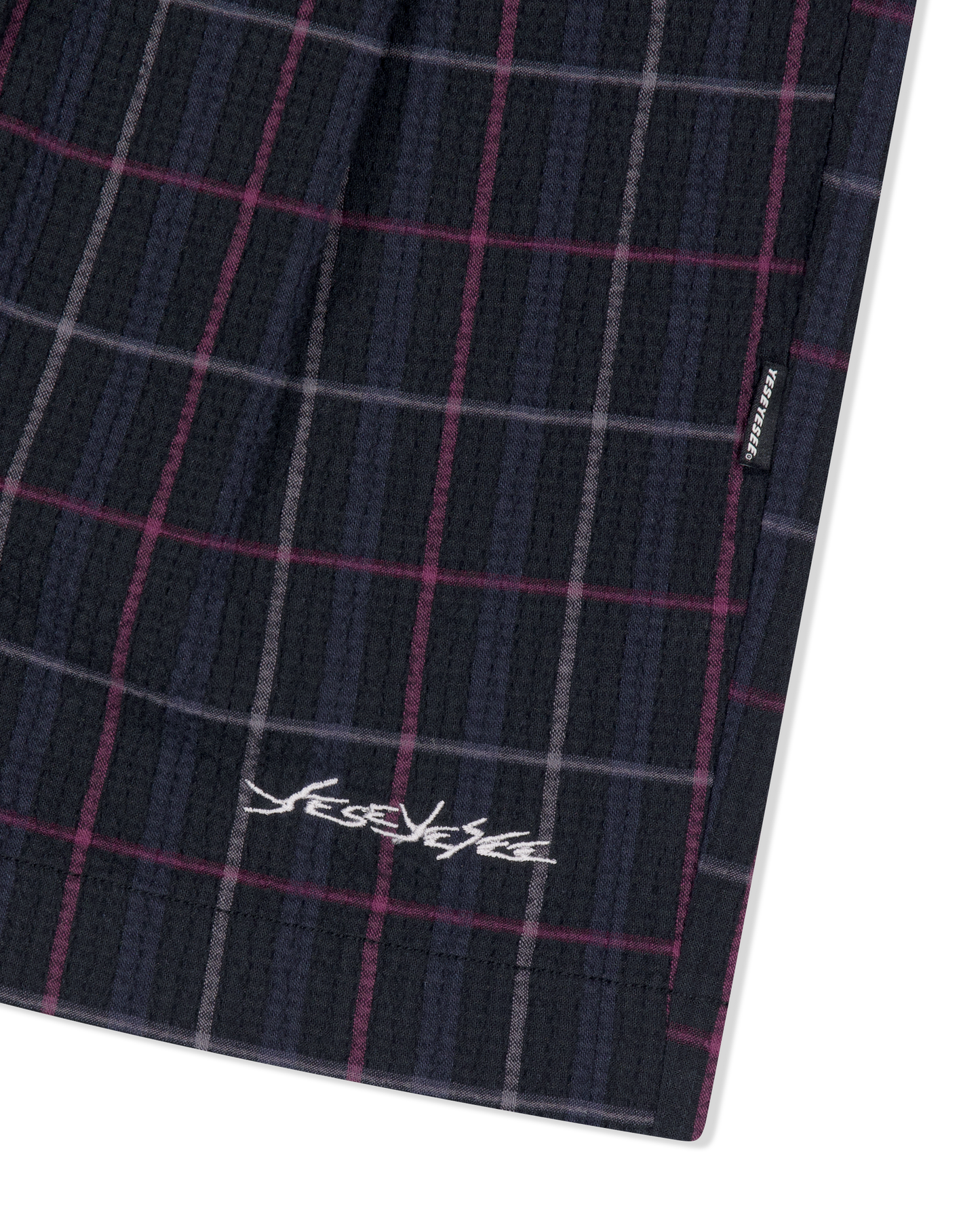 Crinkled Fabric Check Shorts