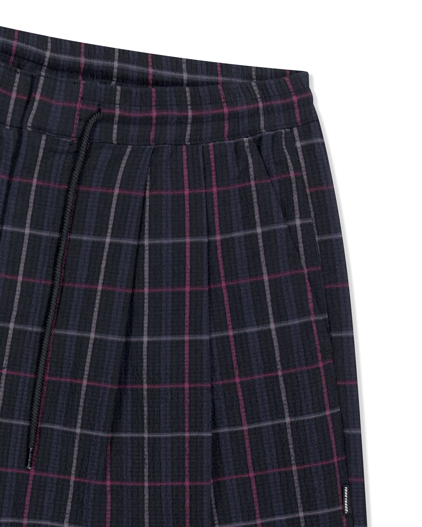 Crinkled Fabric Check Shorts