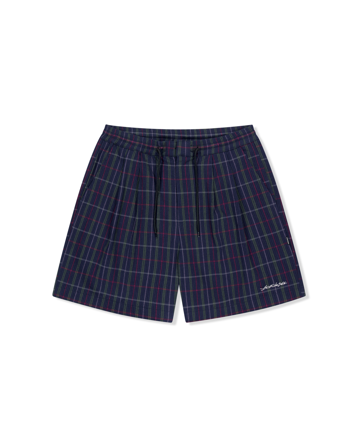 Crinkled Fabric Check Shorts