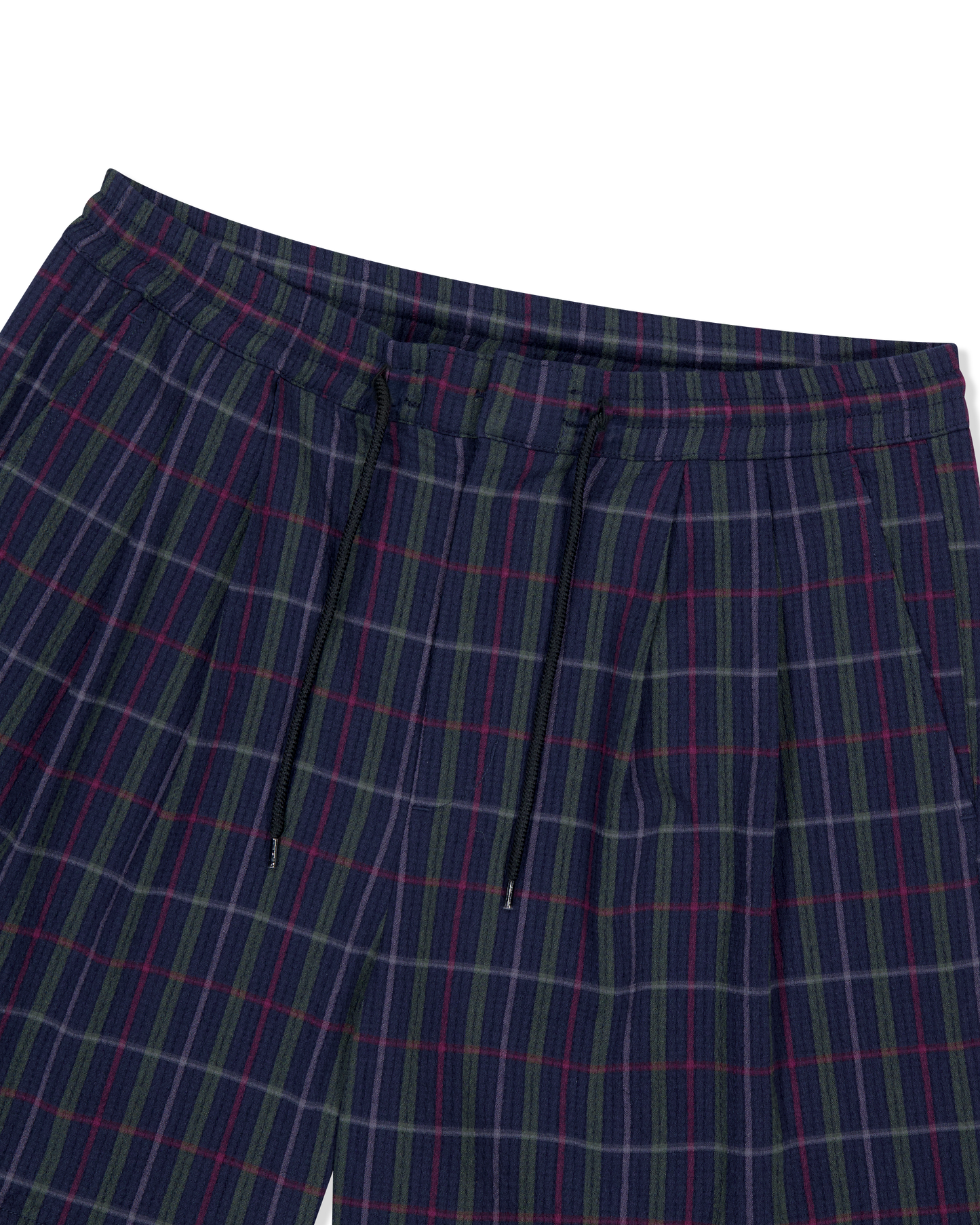 Crinkled Fabric Check Shorts