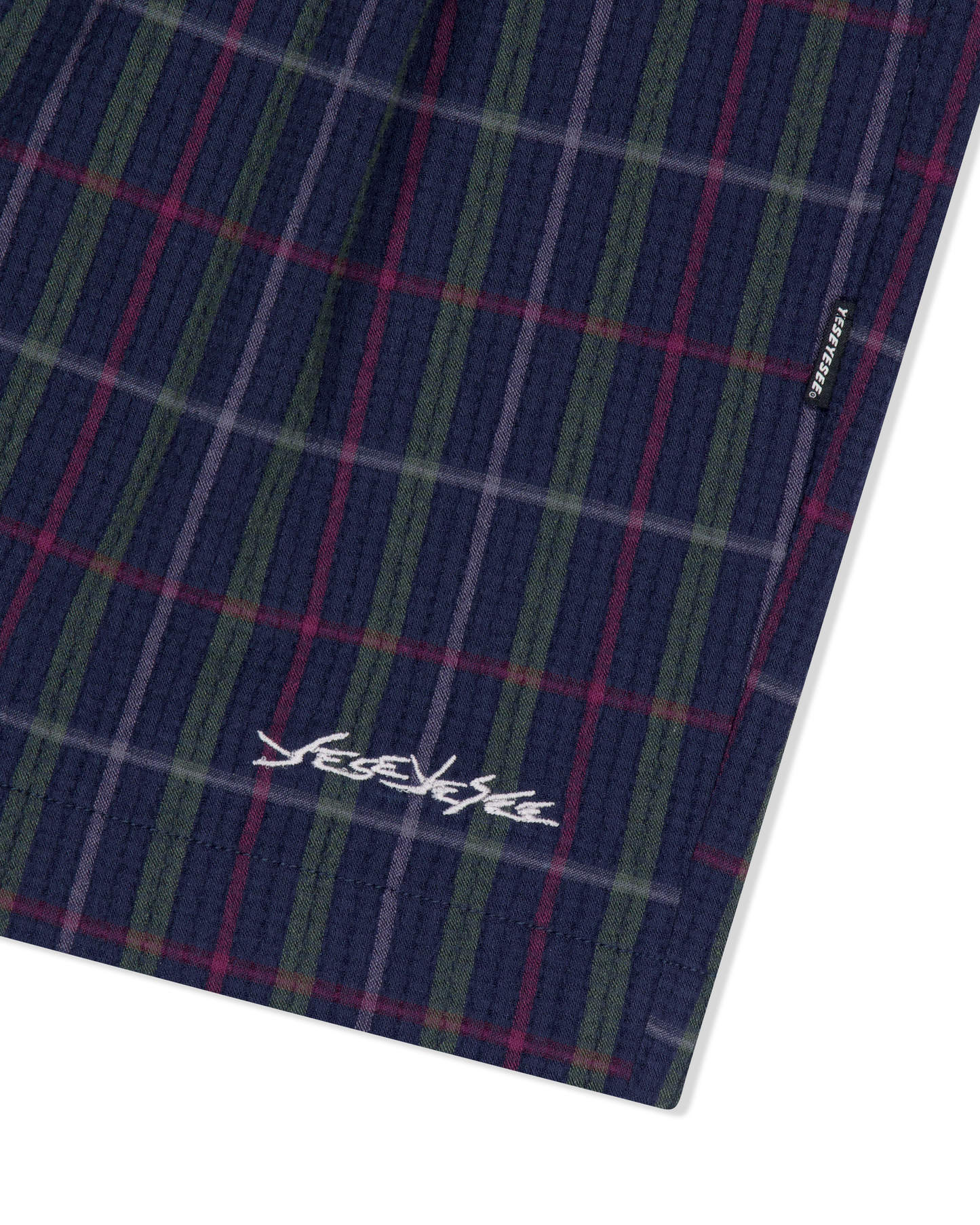 Crinkled Fabric Check Shorts