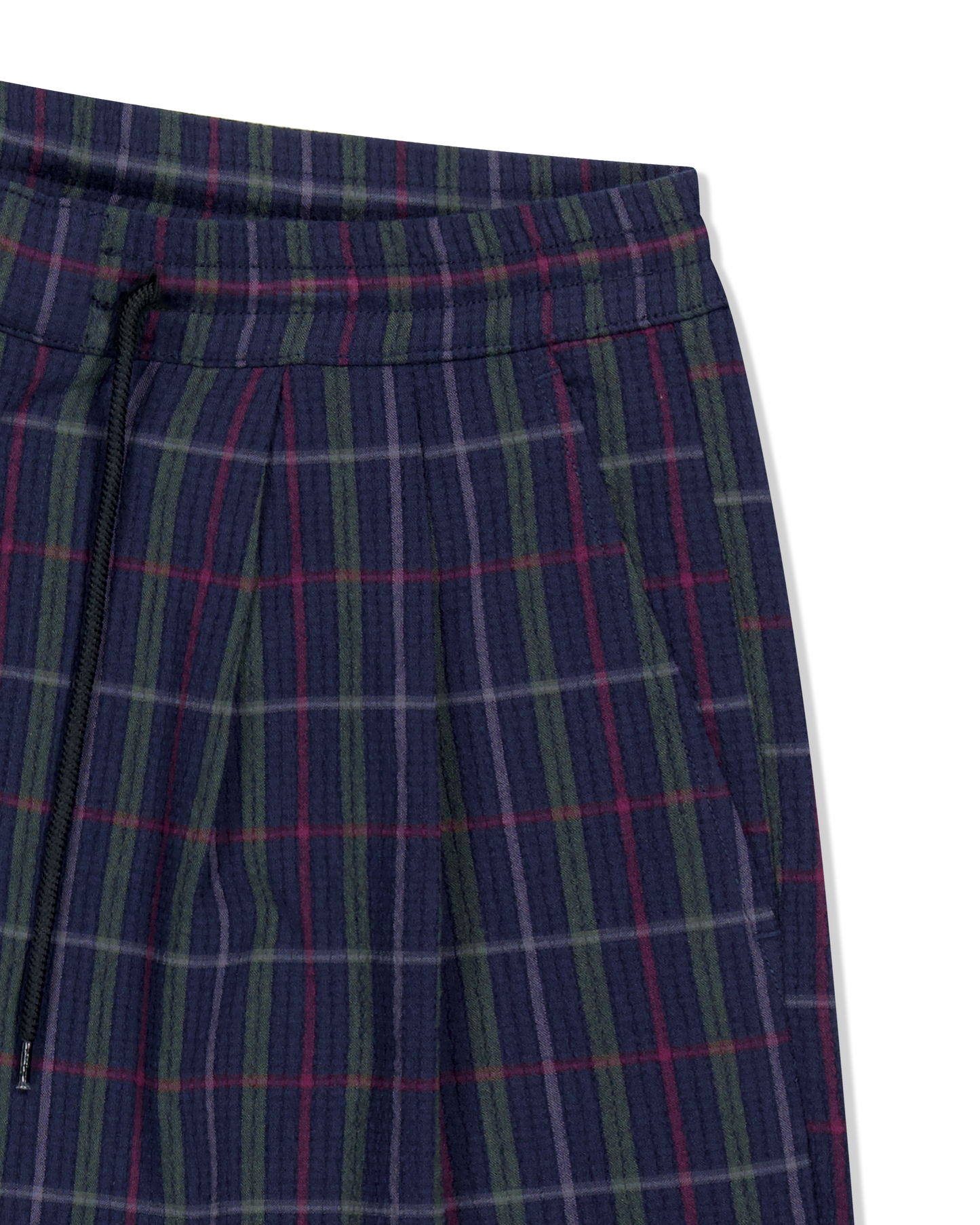 Crinkled Fabric Check Shorts