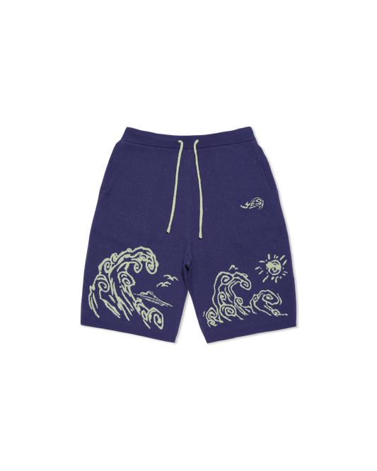 Wave Print Knit Shorts