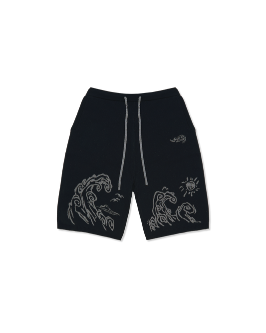 Wave Print Knit Shorts