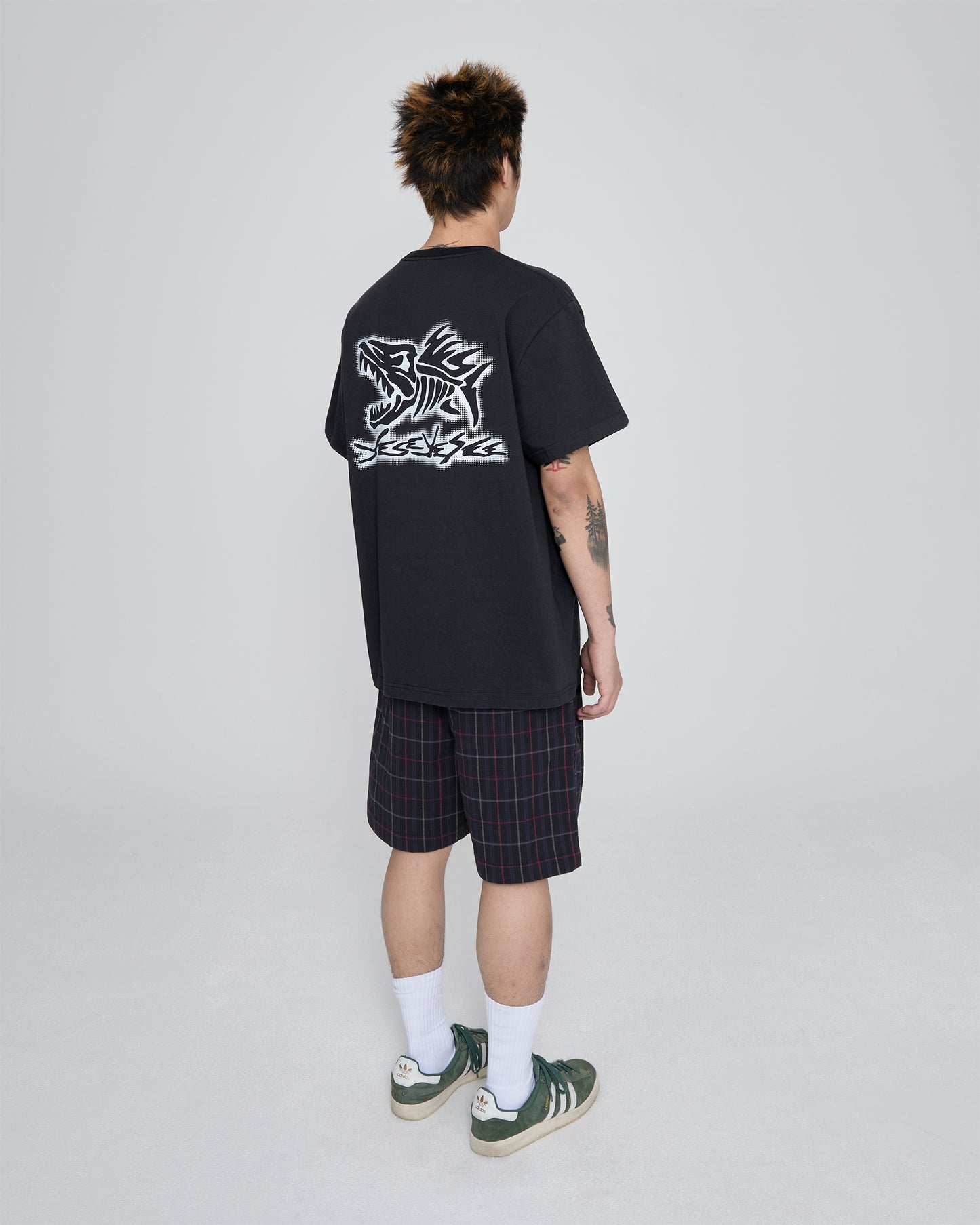 Crinkled Fabric Check Shorts