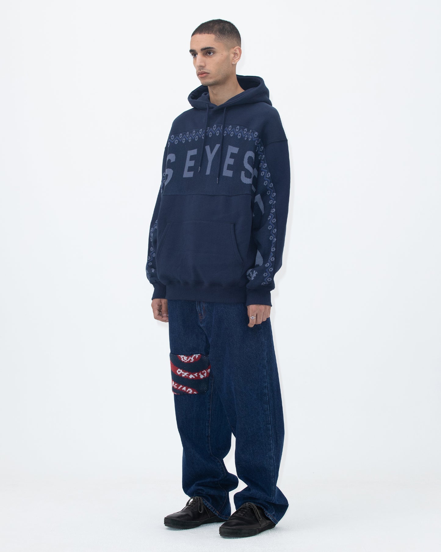 Knit Patched Jeans