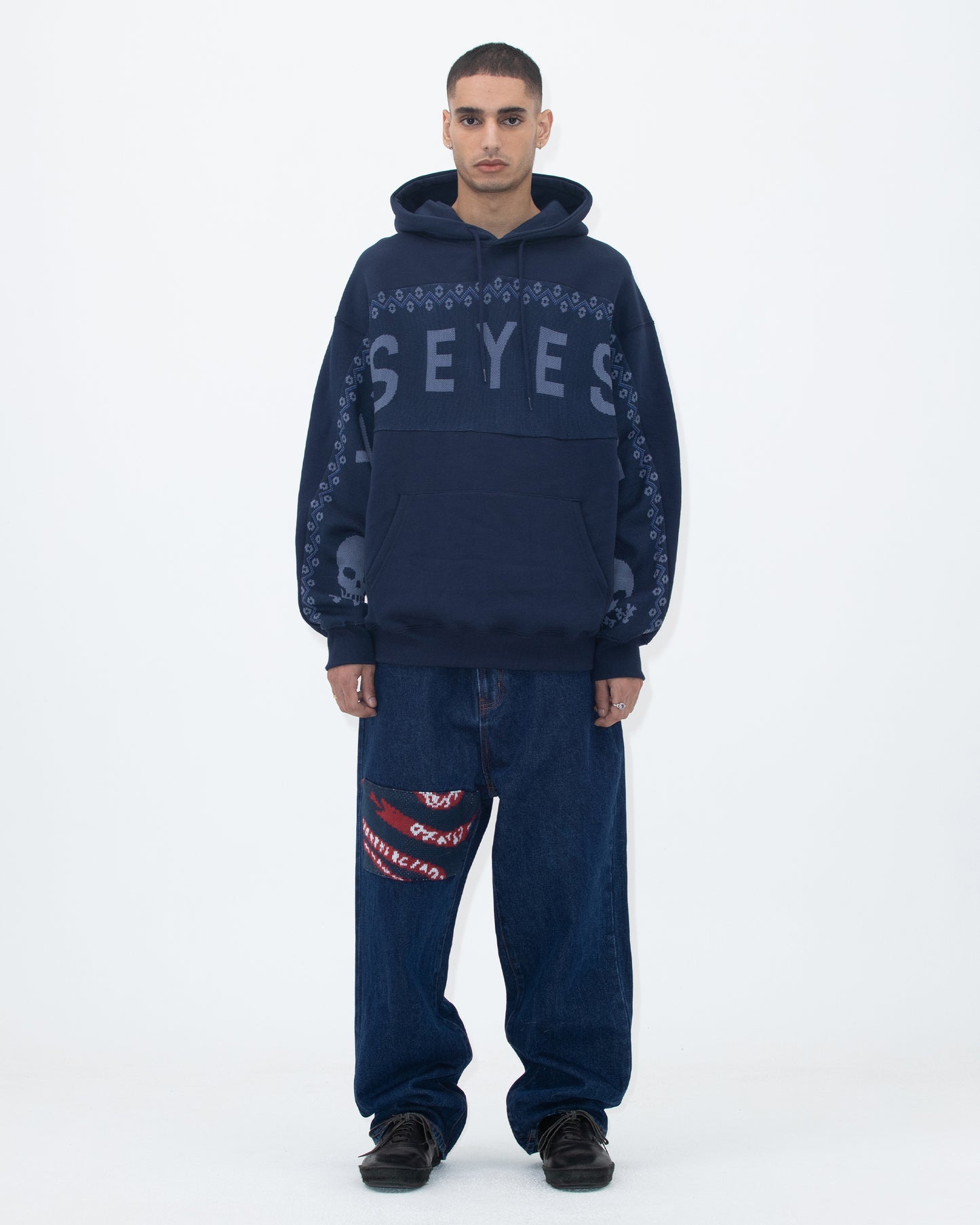 Knit Patched Jeans