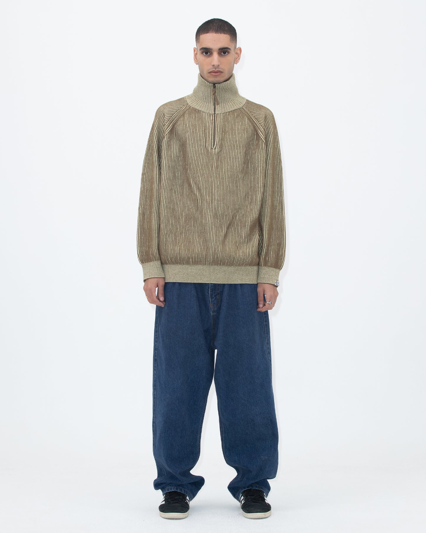 Rib Knit Half Zip up